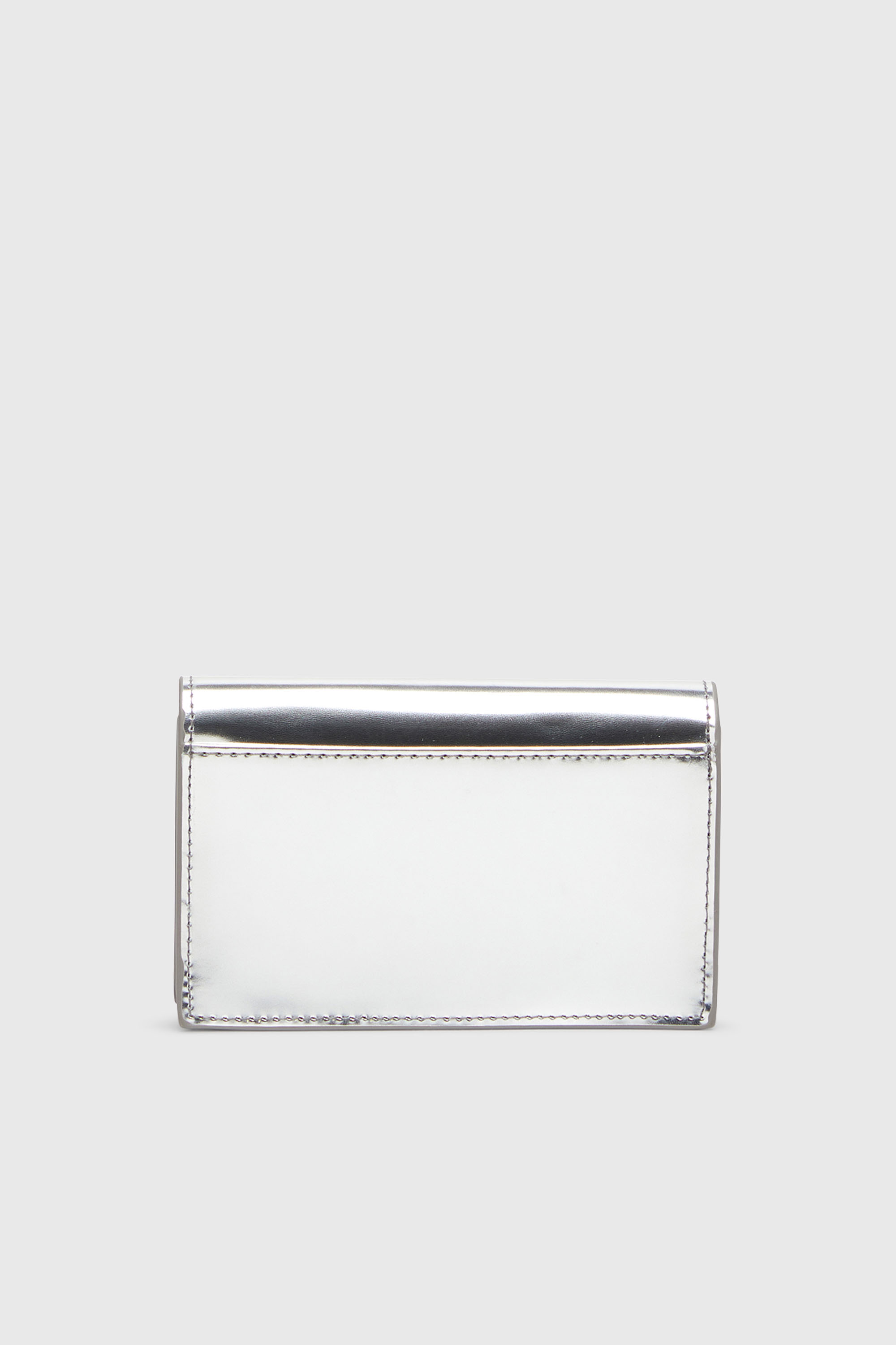 Diesel - 1DR CARD HOLDER IV, Woman's Metallic leather card holder in Silver - 2