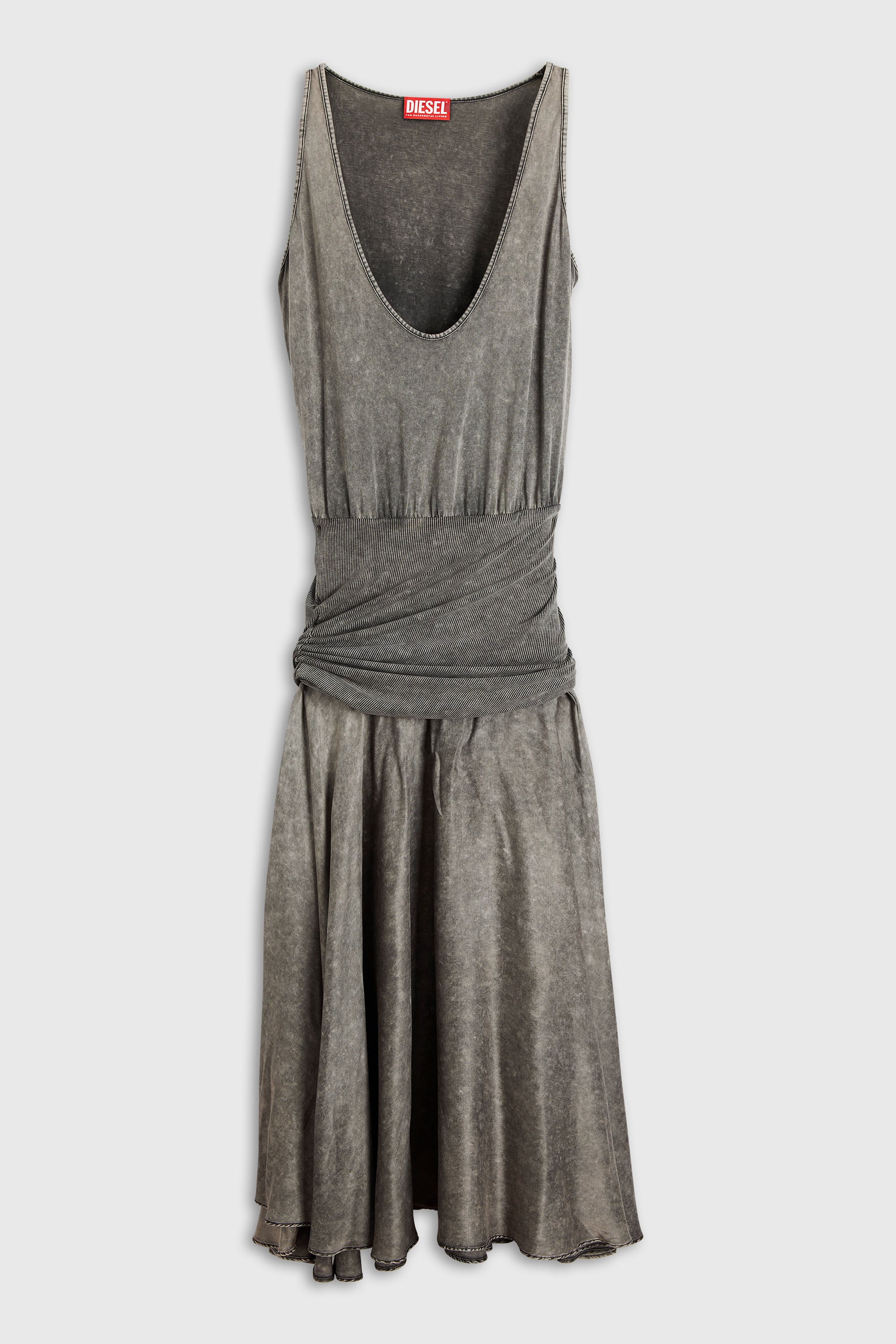 Diesel - D-SYA, Woman's Midi dress with twisted waist section in Dark grey - 1