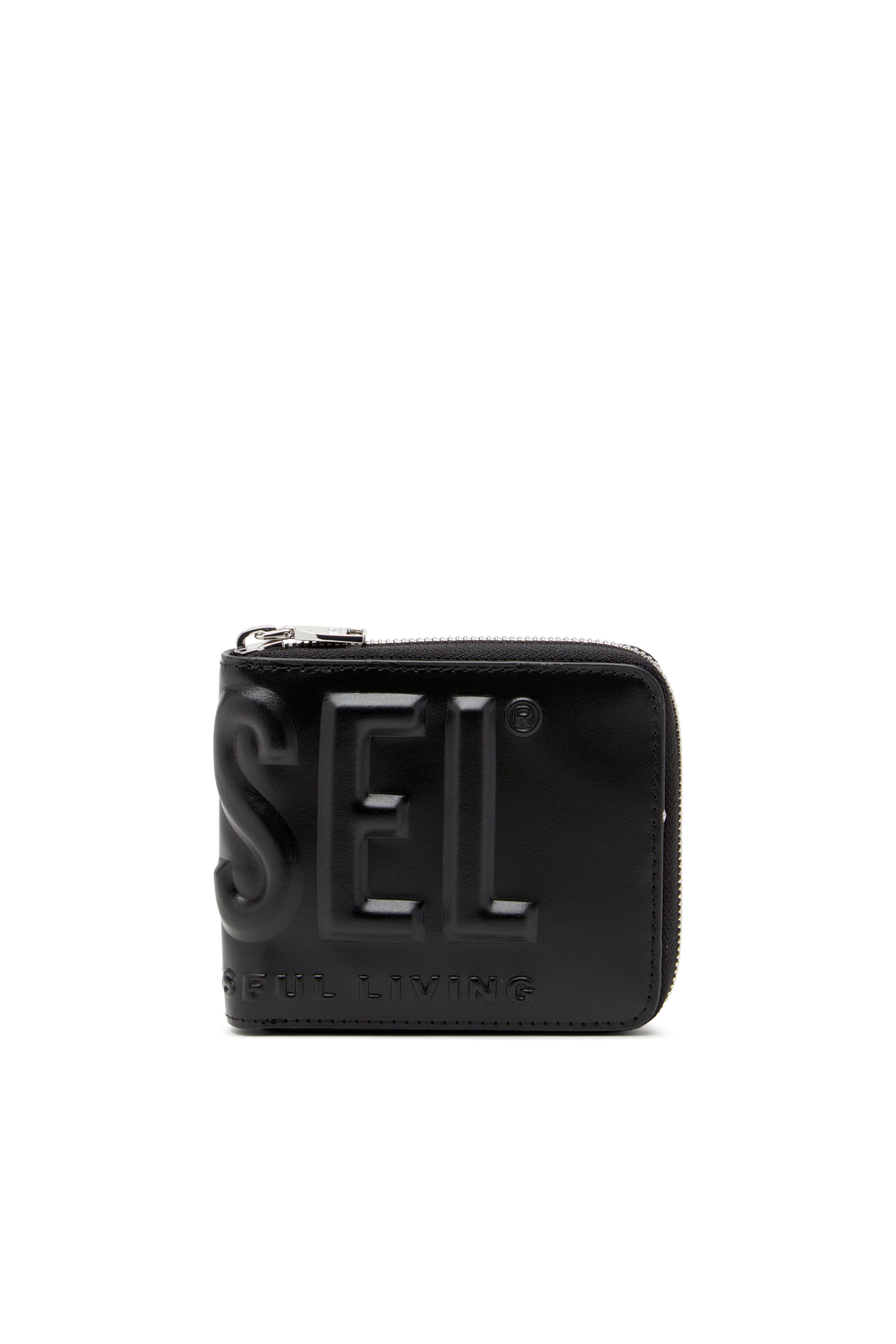 Diesel - DSL 3D- BI FOLD COIN ZIP XS, Black - Image 1