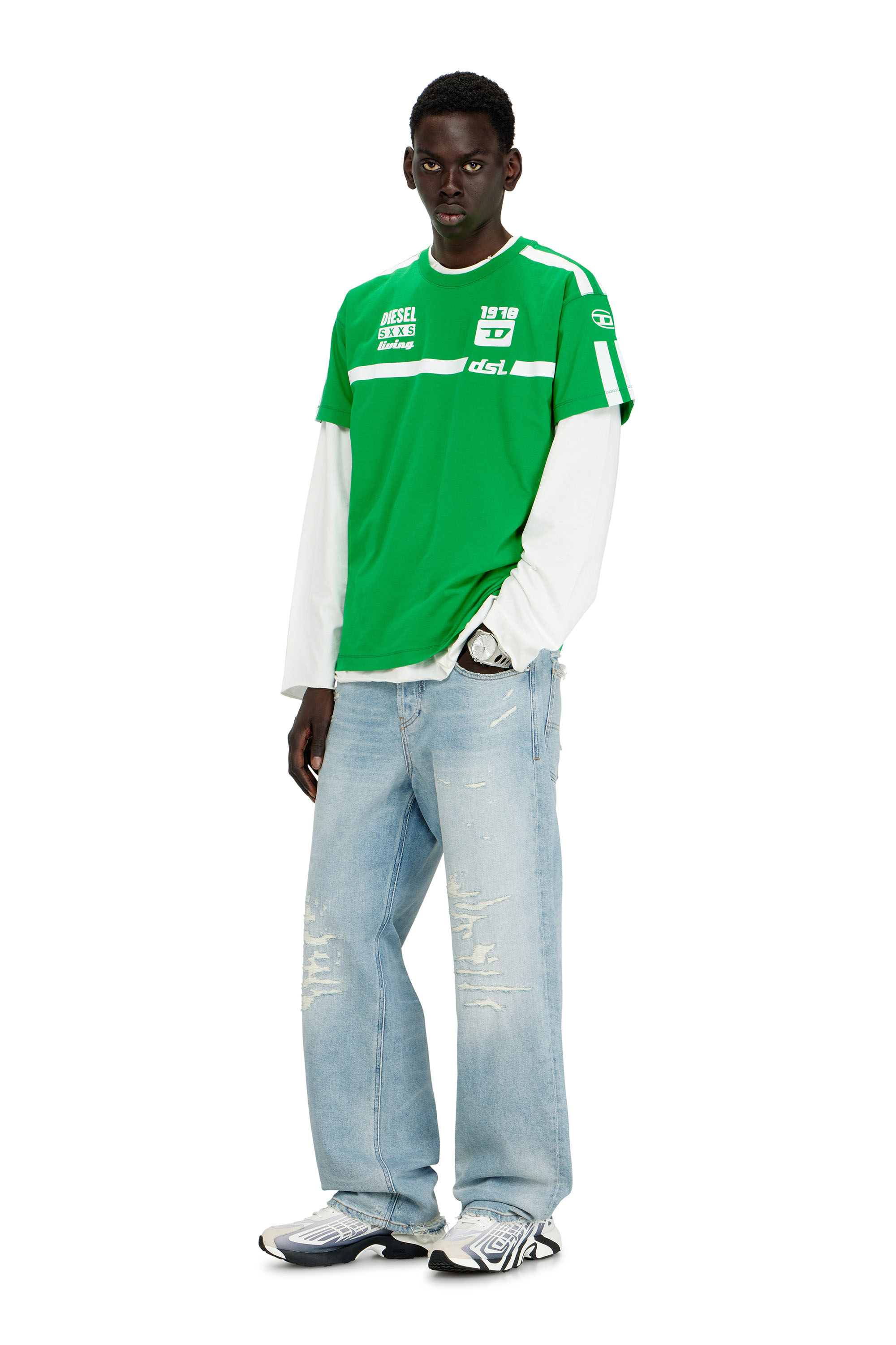 Diesel - T-NORM-V12, Man's Cotton T-shirt with contrast graphic prints in null - 1