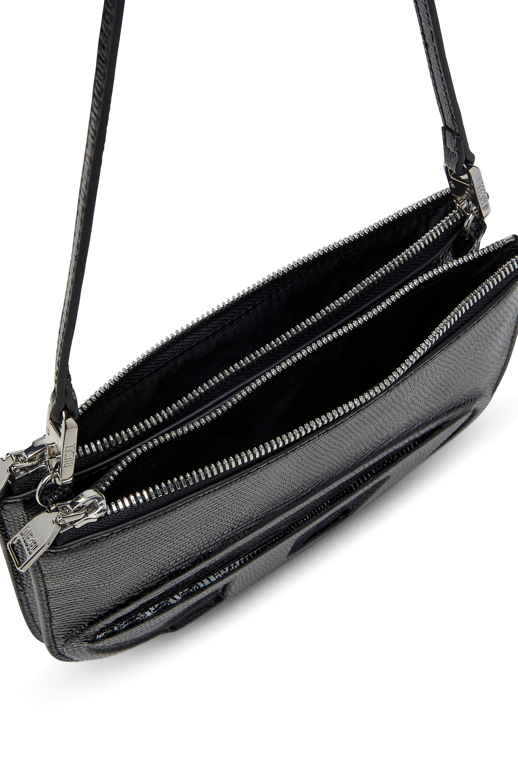 Diesel - 1DR TWIN, Woman's 1DR Twin-Double-pouch shoulder bag in embossed leather in Black - 4