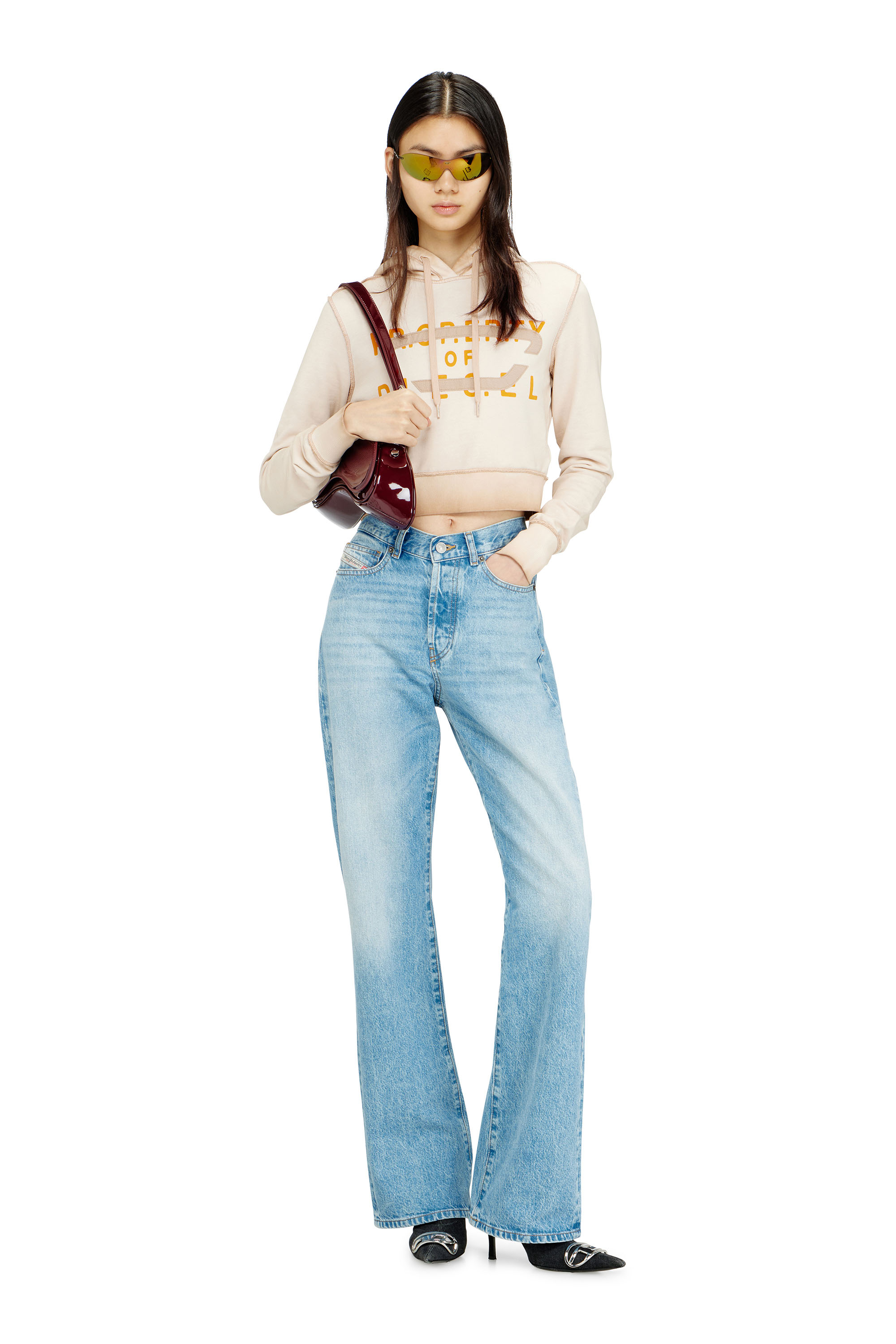 Diesel - F-SLIMMY-HOOD-S1, Woman's Hoodie with print and D appliqu&eacute; in null - 1