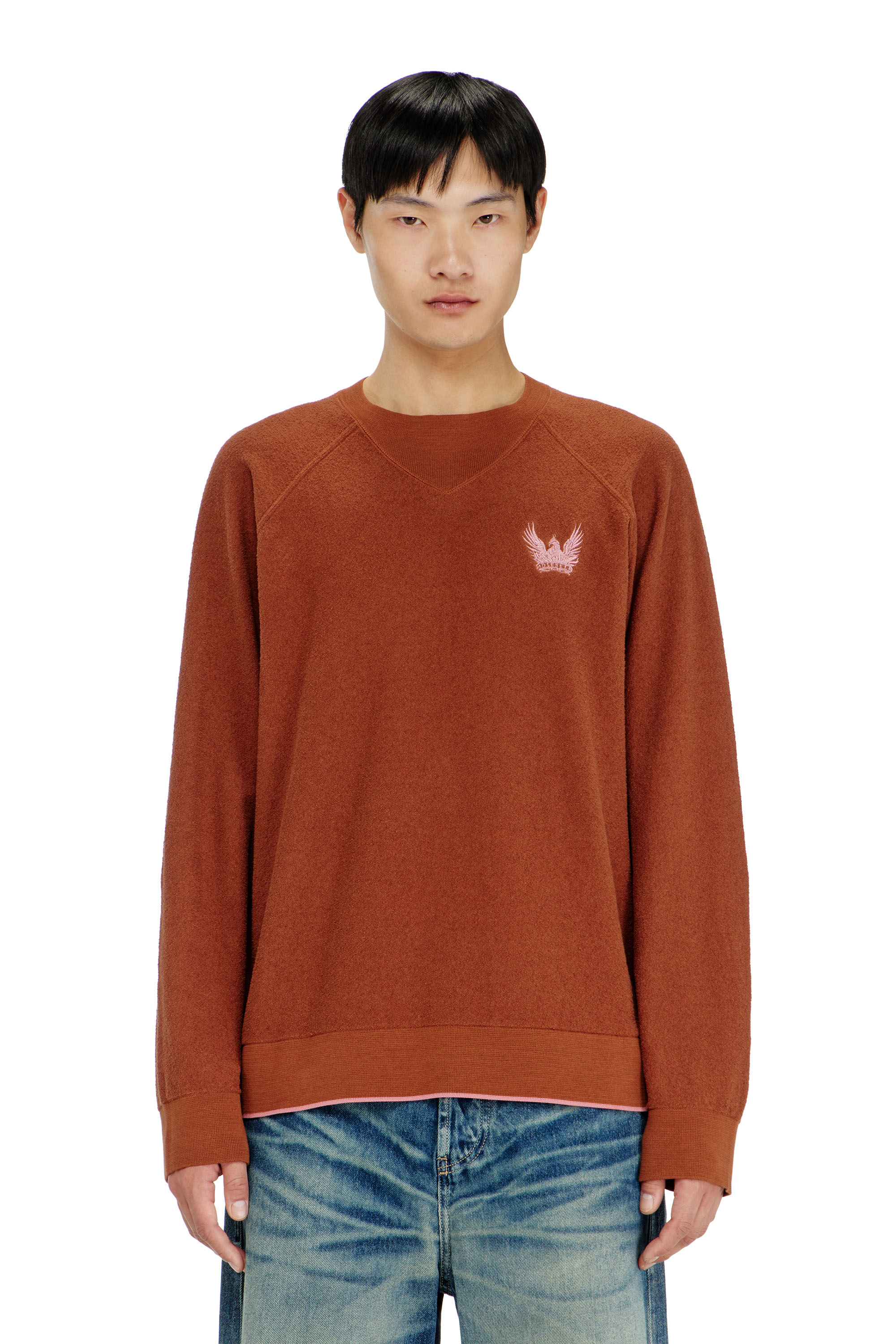 Diesel - K-RALFS, Man's Boucl&eacute; jumper with Phoenix embroidery in null - 1
