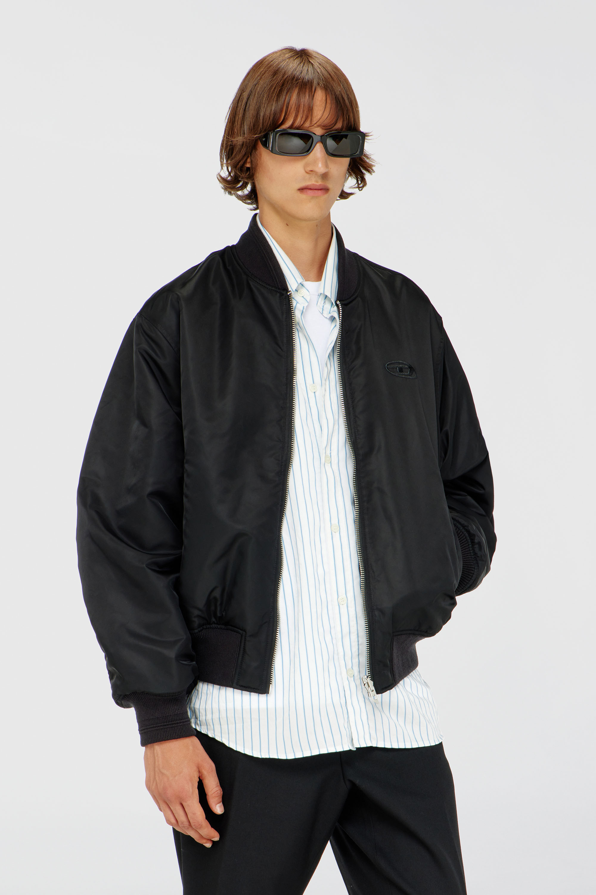 Diesel - W-TYPE-D1, Man's Padded bomber jacket with Oval D embroidery in Black - 3