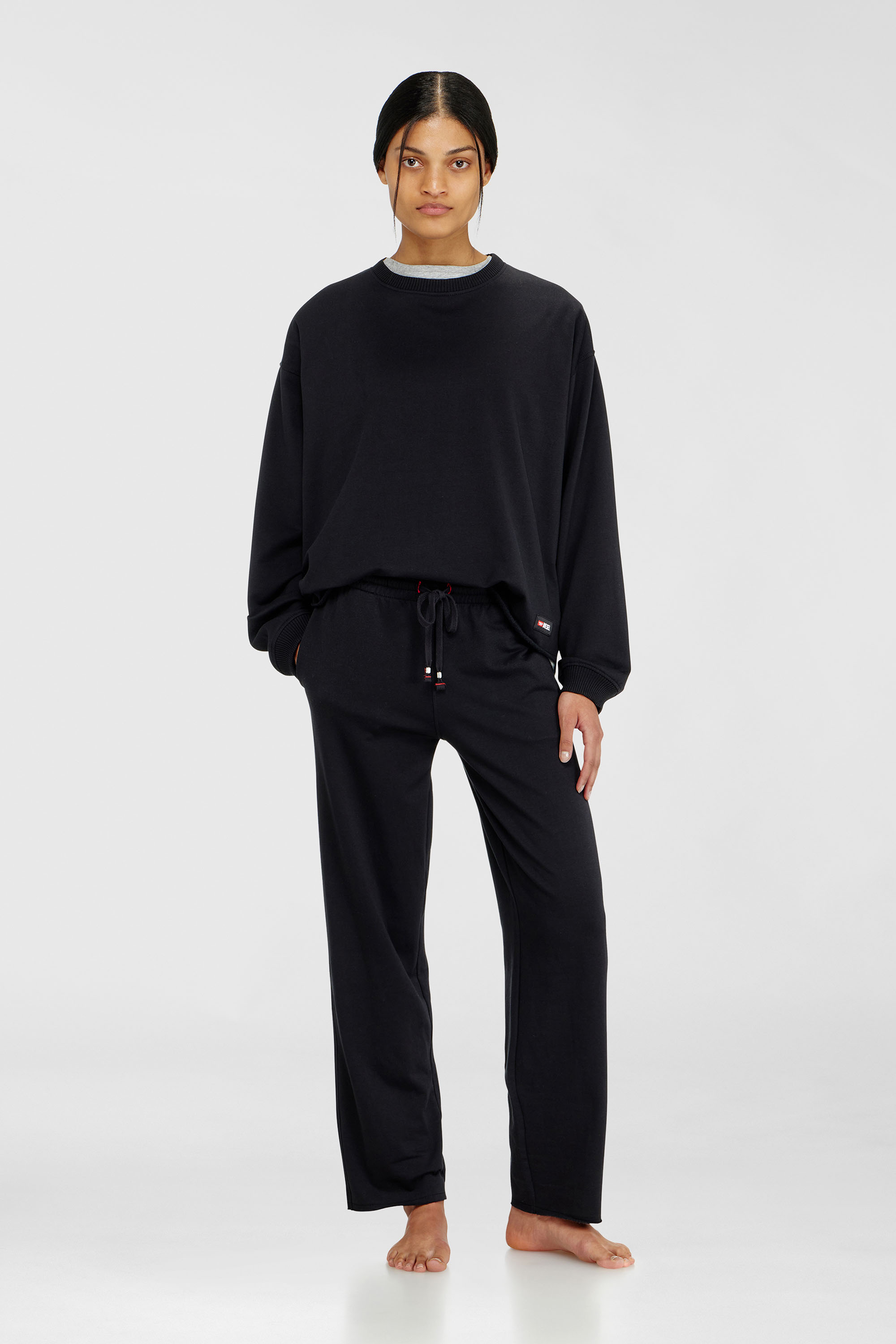 Peached sweatpants with raw hems