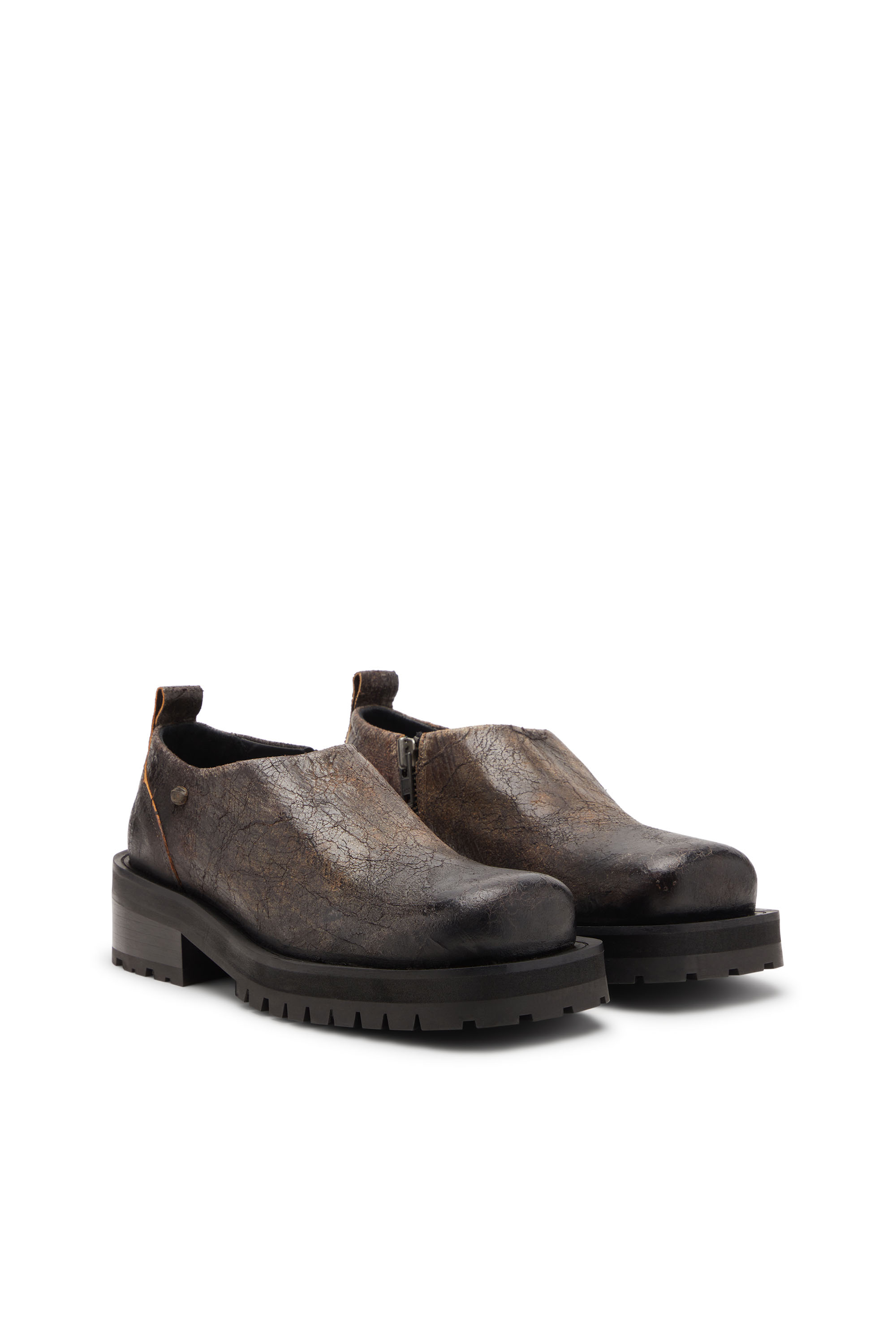 Diesel - D-TEXAN CLOG, Man's D-Texan-Zipped shoes in distressed crackled suede in null - 2