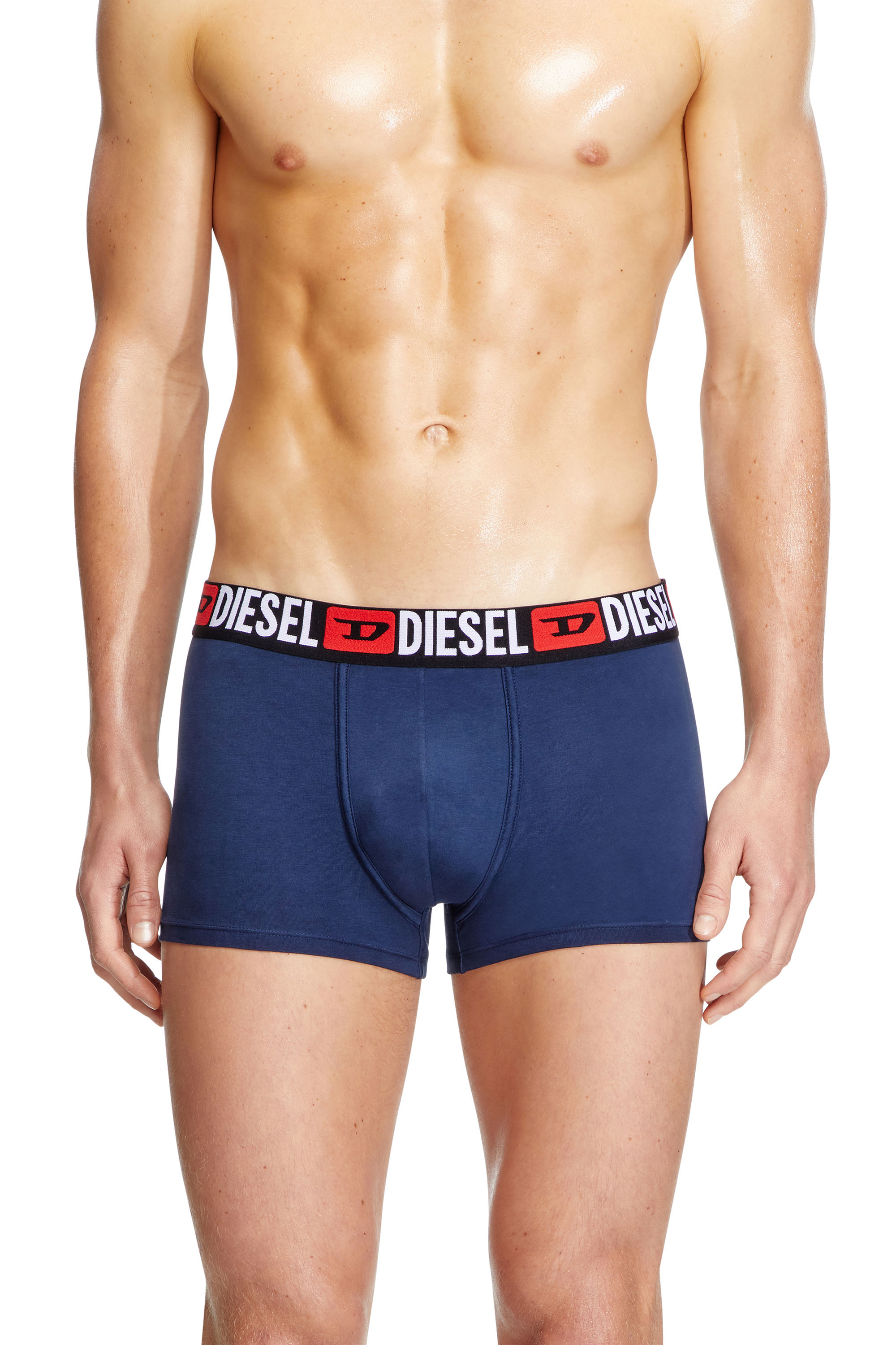 Diesel - UMBX-DAMIENTHREEPACK, Man's Three-pack of all-over logo waist boxers in Grey/Blue - 2