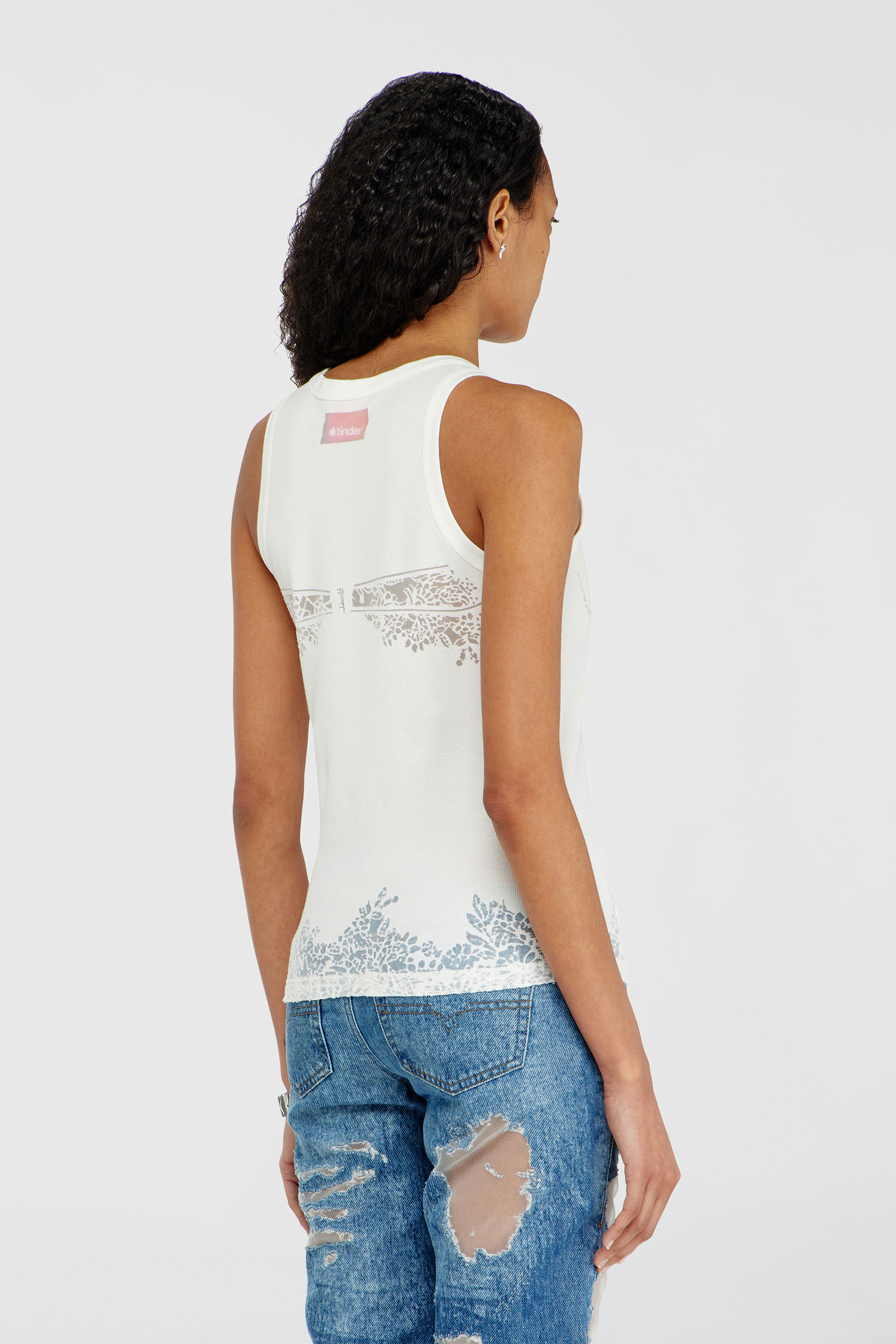Diesel - PR-T-ANKI-LACE-R, Woman's Tank top with devor&eacute; lace effect in White - 4