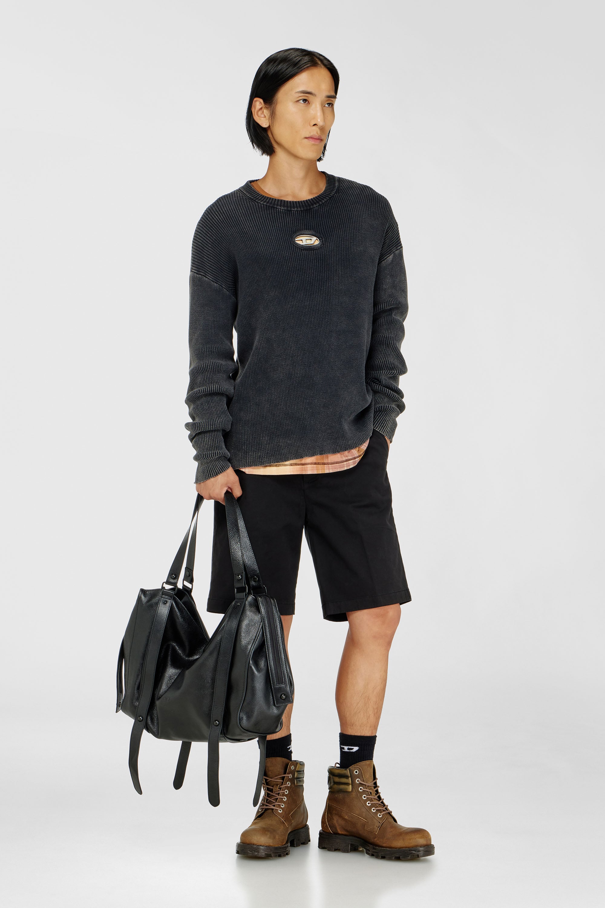 Cotton shorts with tonal Oval D logo