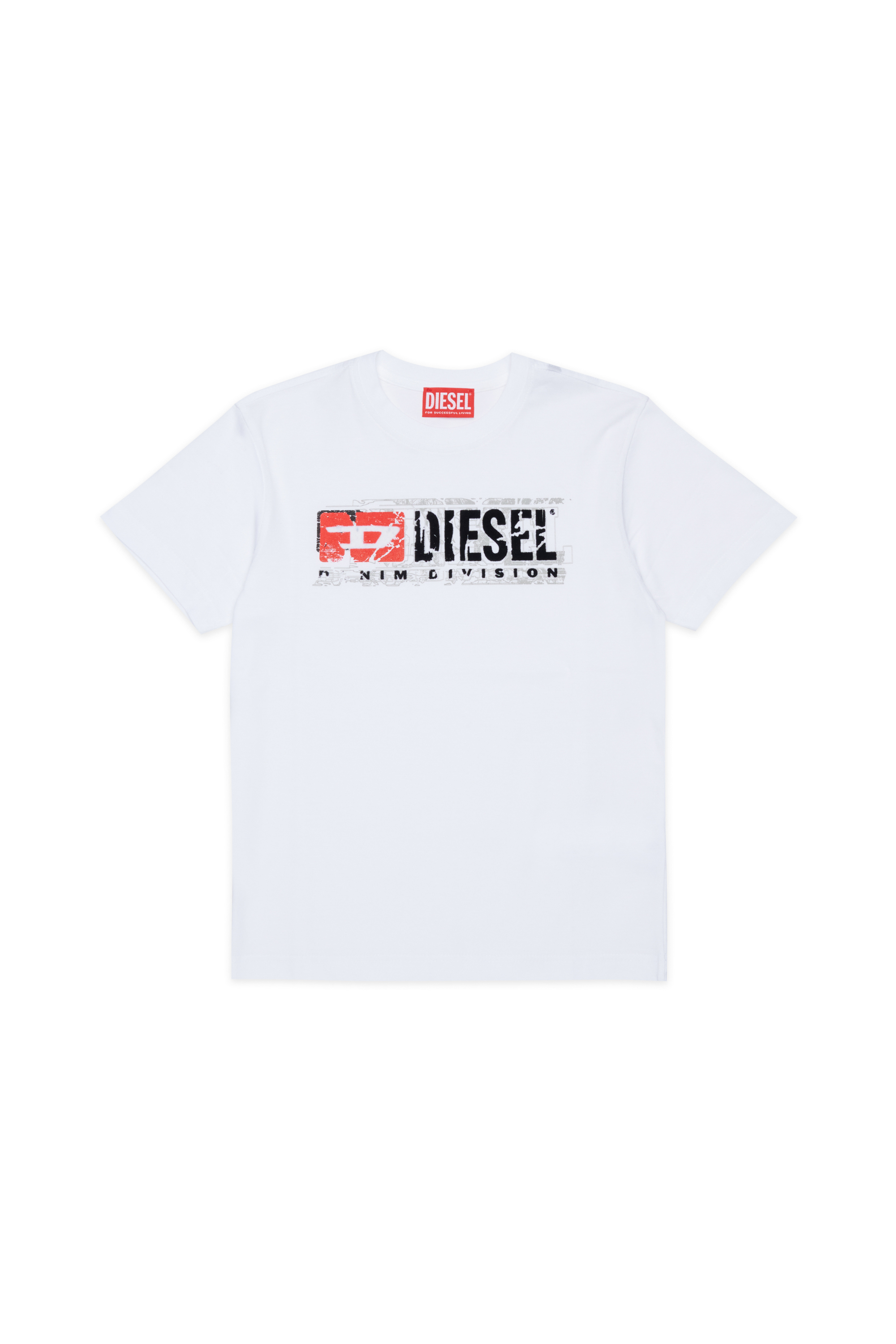 Diesel - TLOMIX, Man's T-shirt with distressed logo print in White - 1