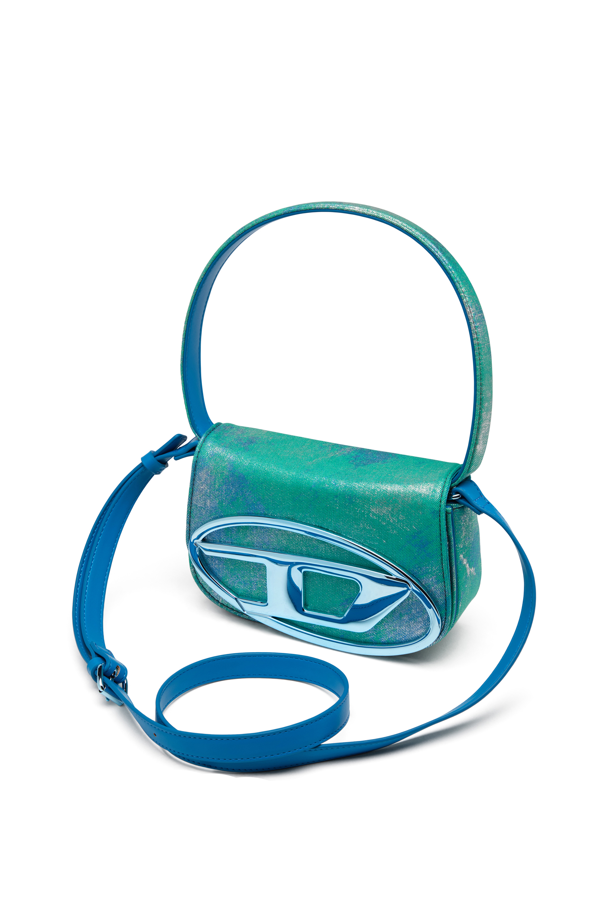 Diesel - 1DR, Woman's 1DR-Iconic shoulder bag in pop colour denim in Blue/Green - 5