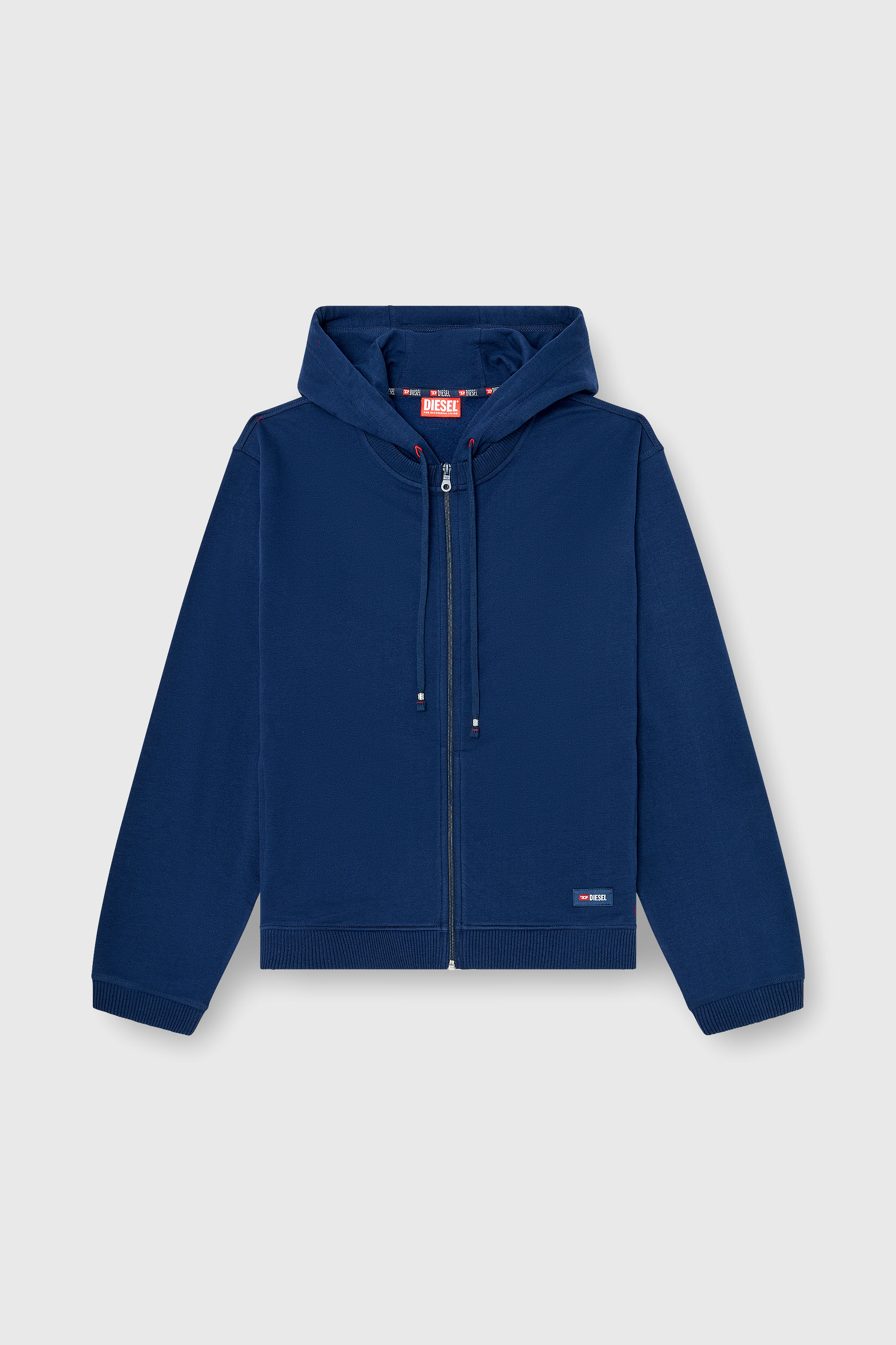 Diesel - JOY-D-CORE, Man's Hoodie in peached cotton blend in Blue - 2
