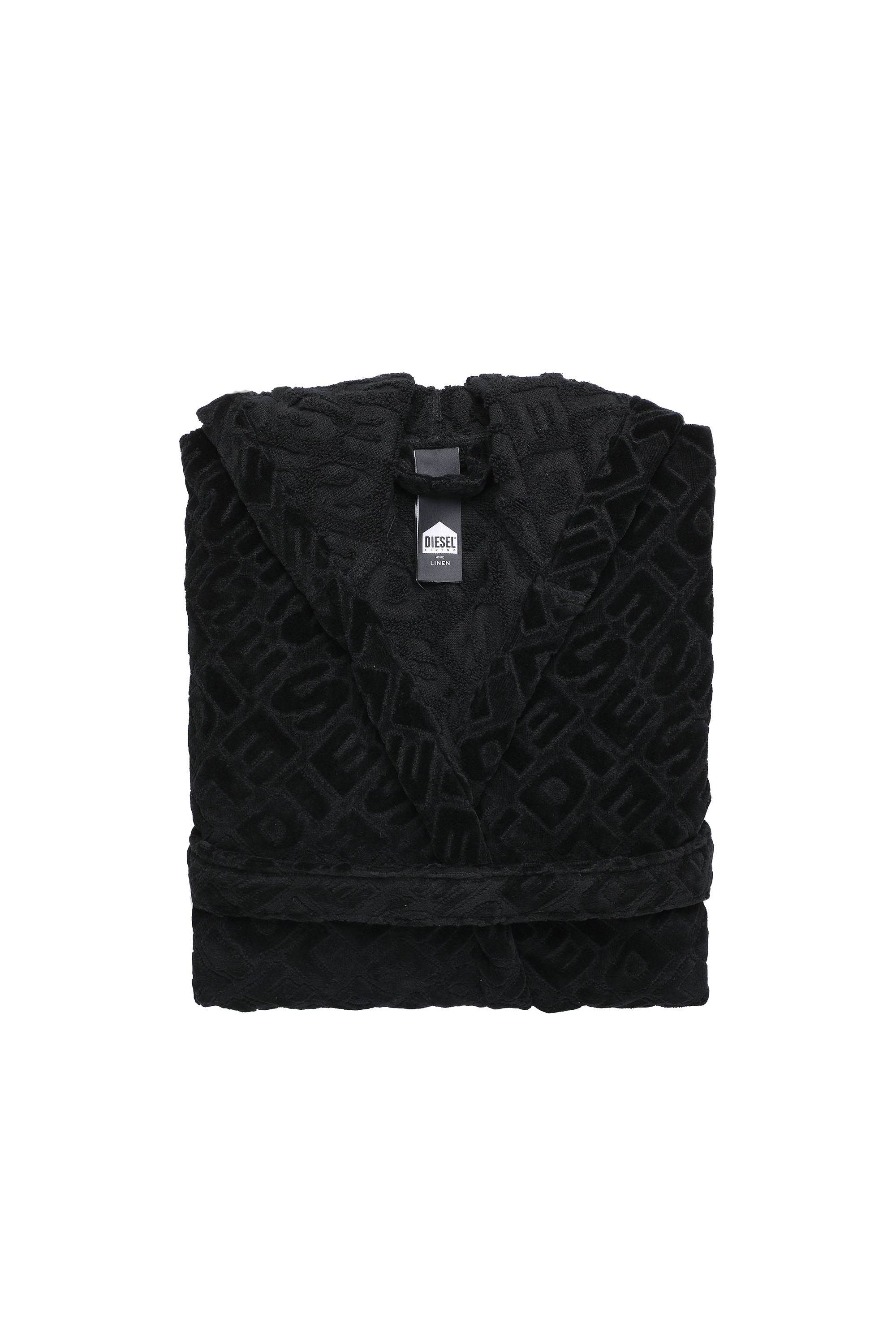 Diesel - ACC  3DLOGO     CAP S/M, Unisex's Bathrobe with hood 3D LOGO, S/M in Black - 1