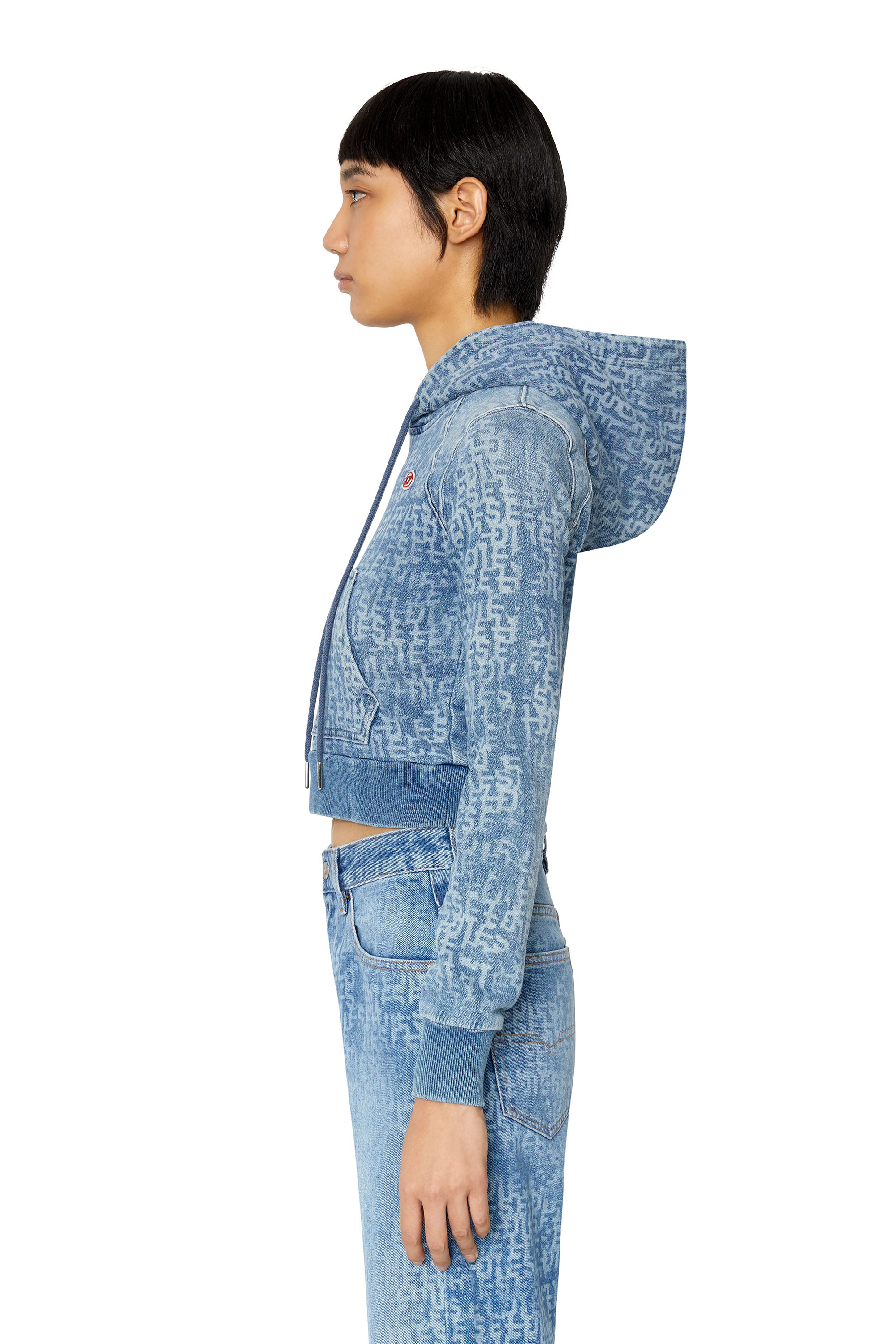 Diesel - D-ANGY TRACK DENIM HOODIE, Light Blue - Image 6