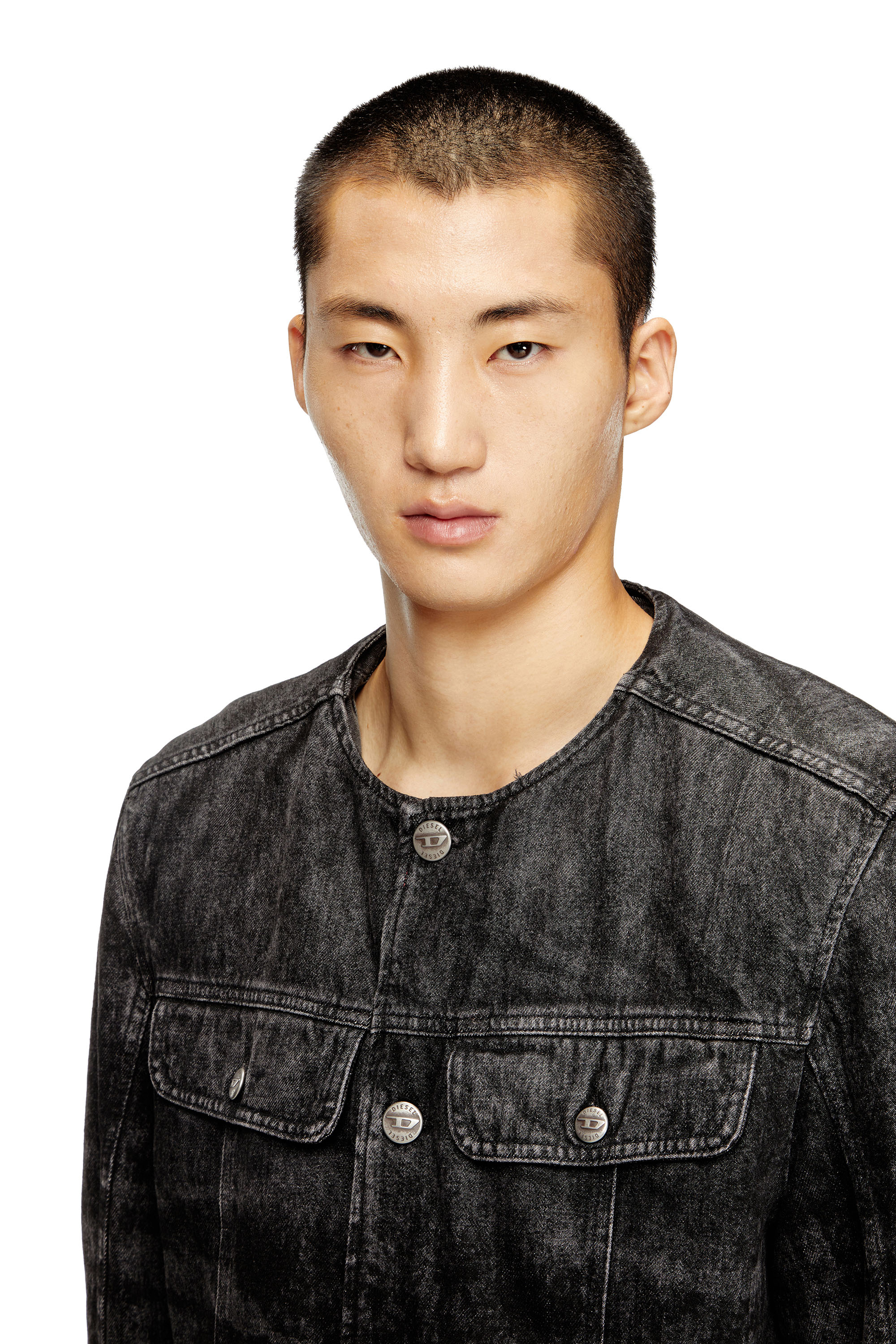 Diesel - D-ABERDEEN-FSH2, Man's Jacket in lasered cotton-hemp denim in Black - 5