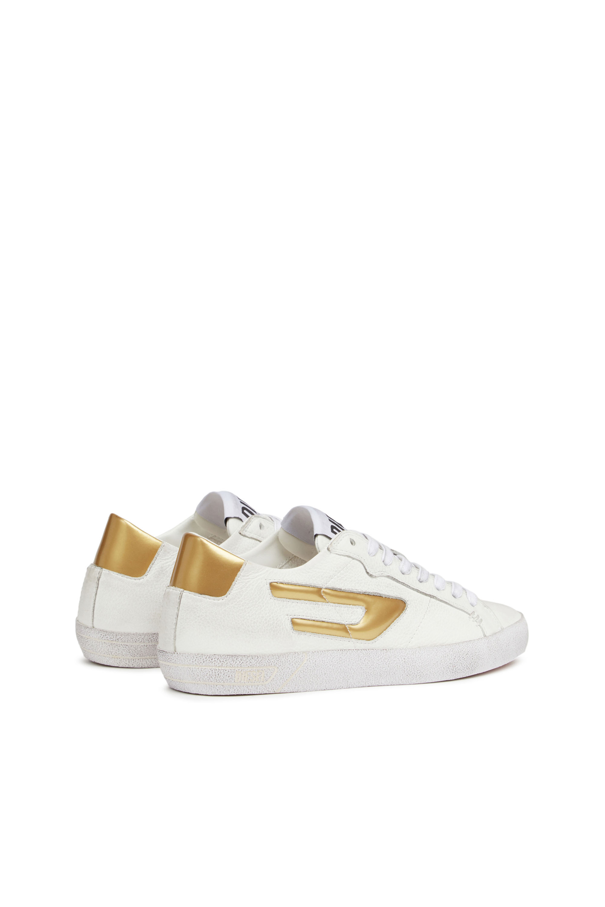S-LEROJI LOW W, White/Yellow Diesel - S-LEROJI LOW W, Woman's S-Leroji Low W - Low-top sneakers with metallic D logo in White/Yellow - 5