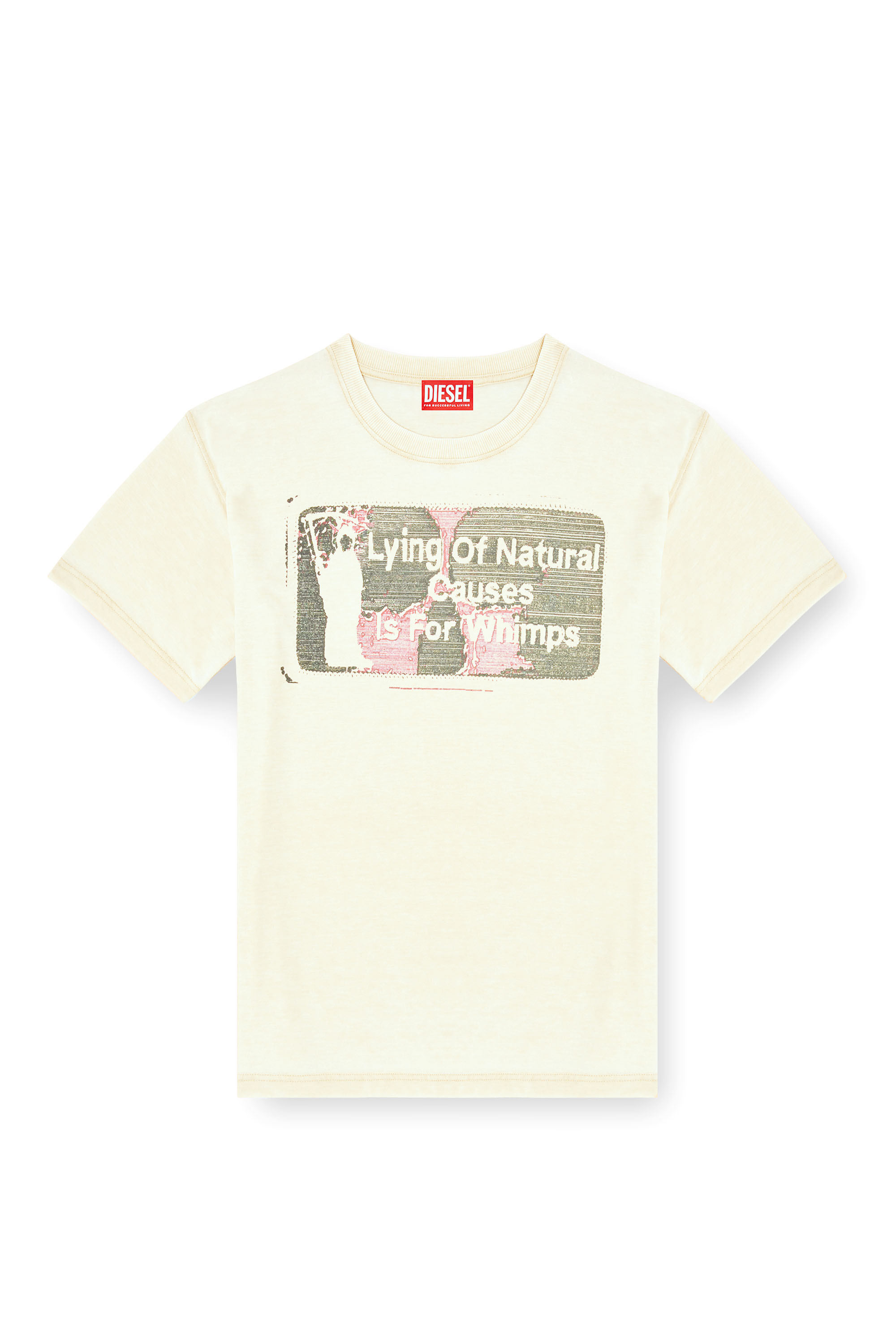 Diesel - T-NORM-T2, Man's Slogan T-shirt with burnout wash in Beige - 2