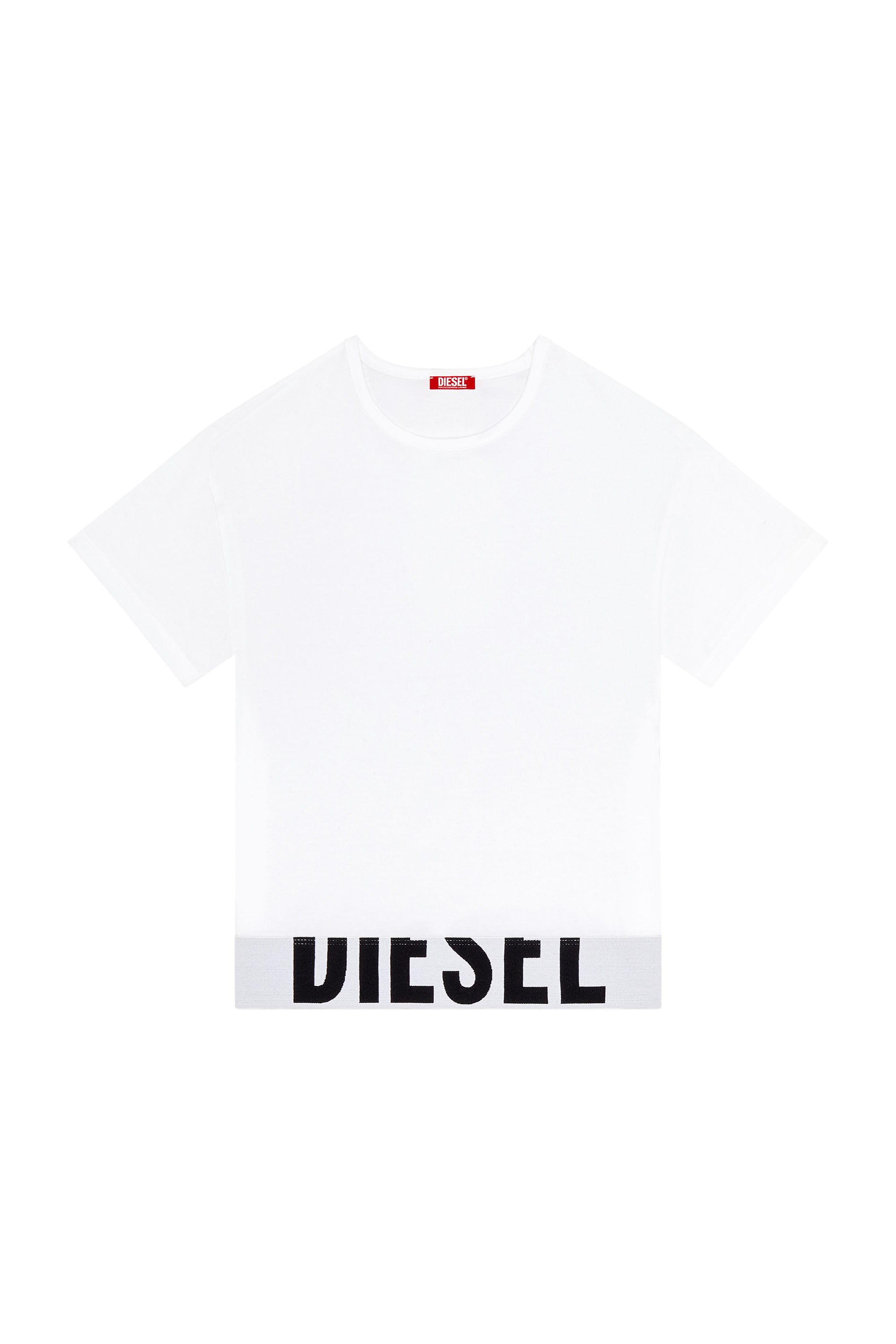 Diesel - UFTEE-SPORT-CROPPED-T-SHIRT, Woman's Sporty cropped top with logo band in White - 4