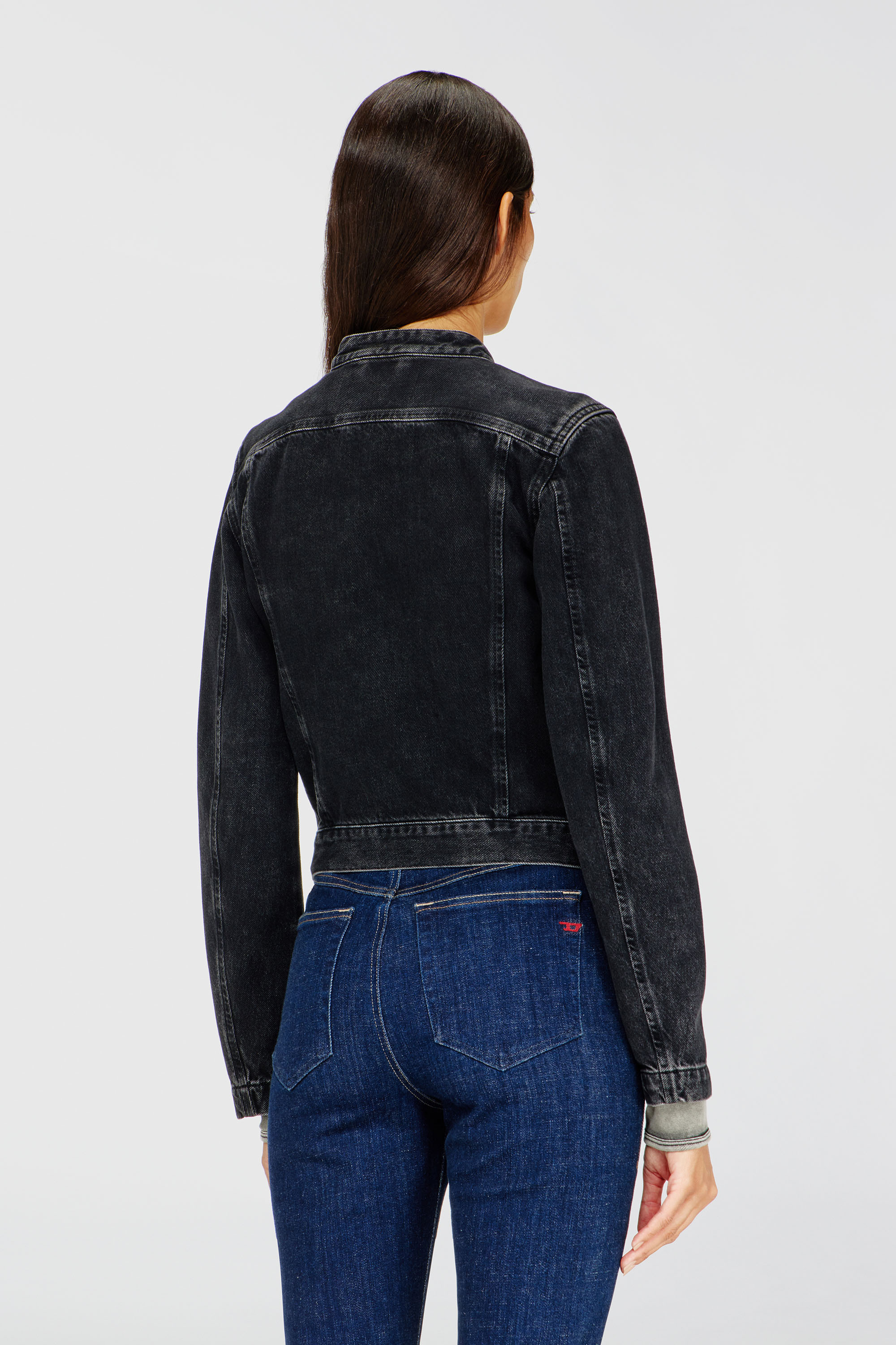 Diesel - DE-MORNIN, Woman's Moto jacket in denim in clean-wash denim in Black - 4