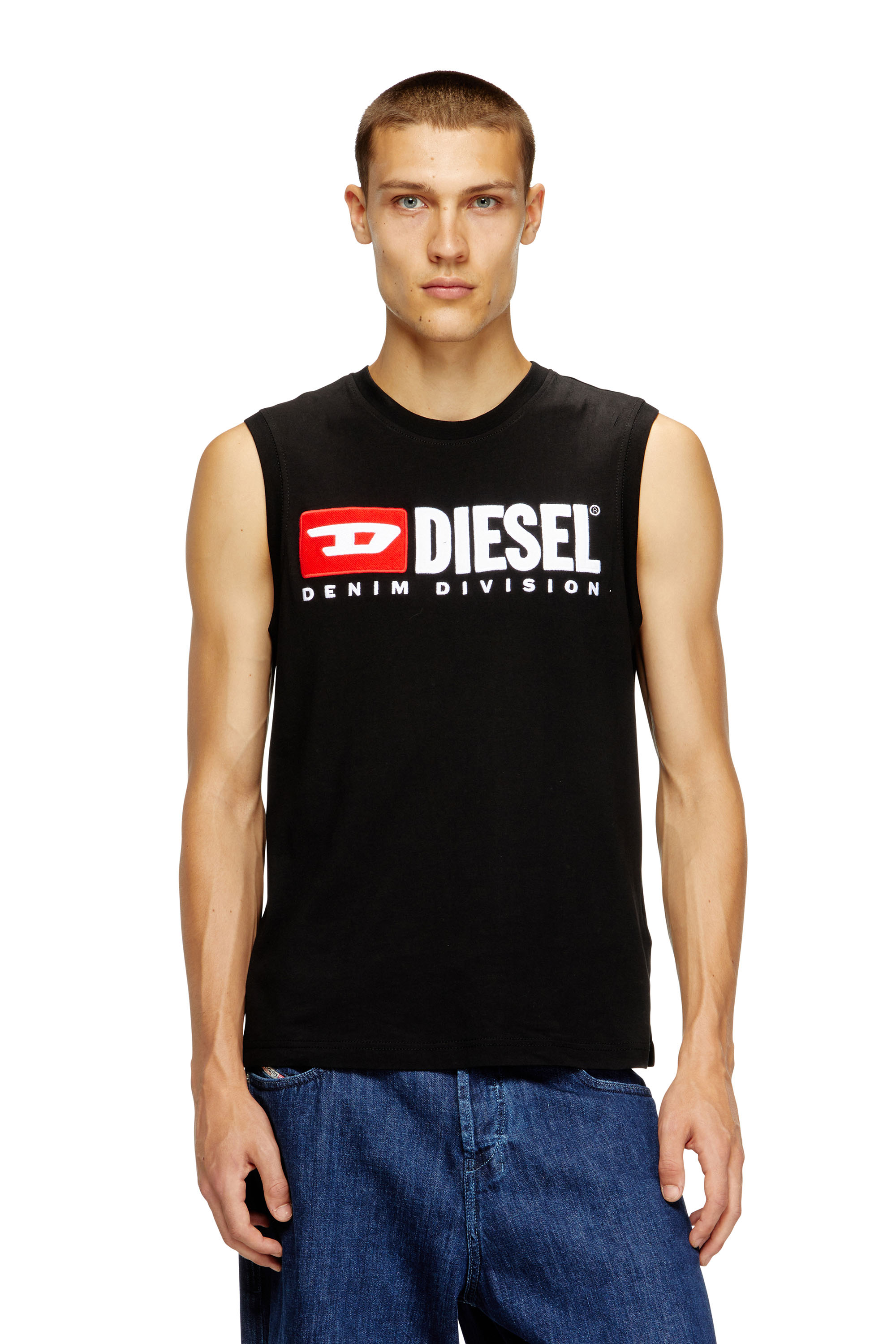 Diesel - T-ISCO-DIV, Man's Tank top with chest logo print in Black - 3