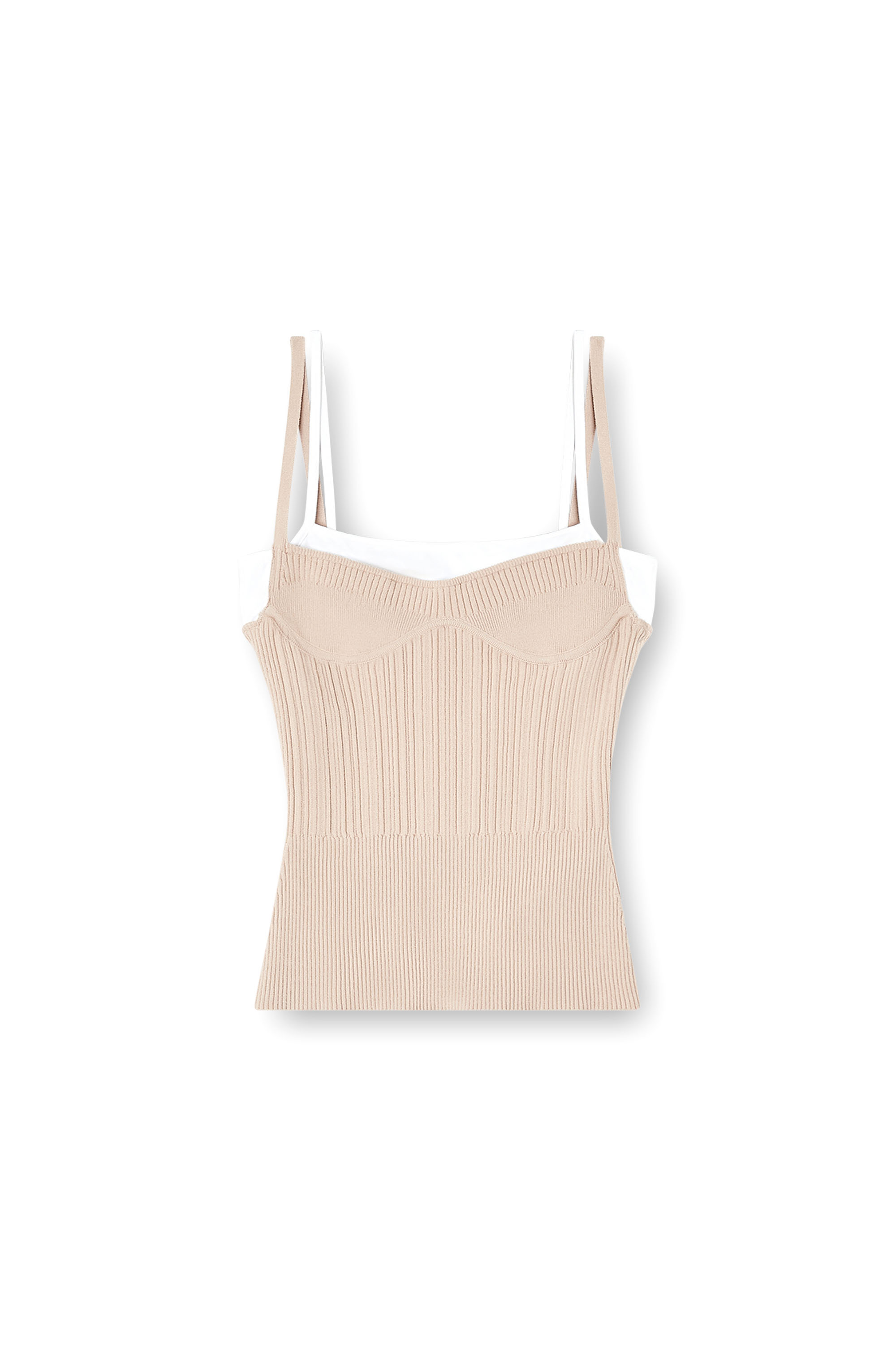 Diesel - M-ZARRINA, Woman's Layered cami top in ribbed knit in Pink - 3