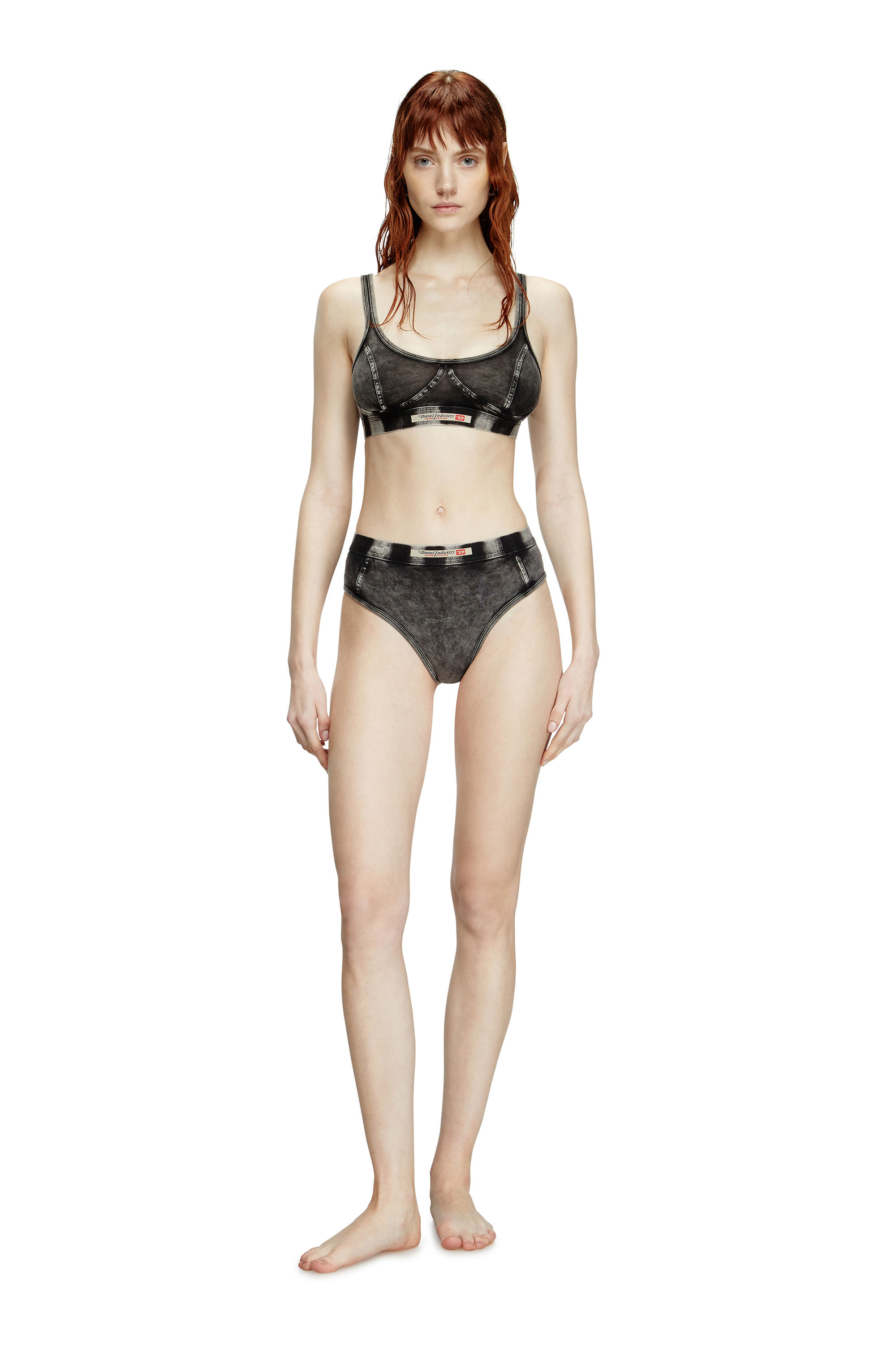 Diesel - KASSIE-DNM, Woman's Bralette in denim-effect jersey in Black - 5