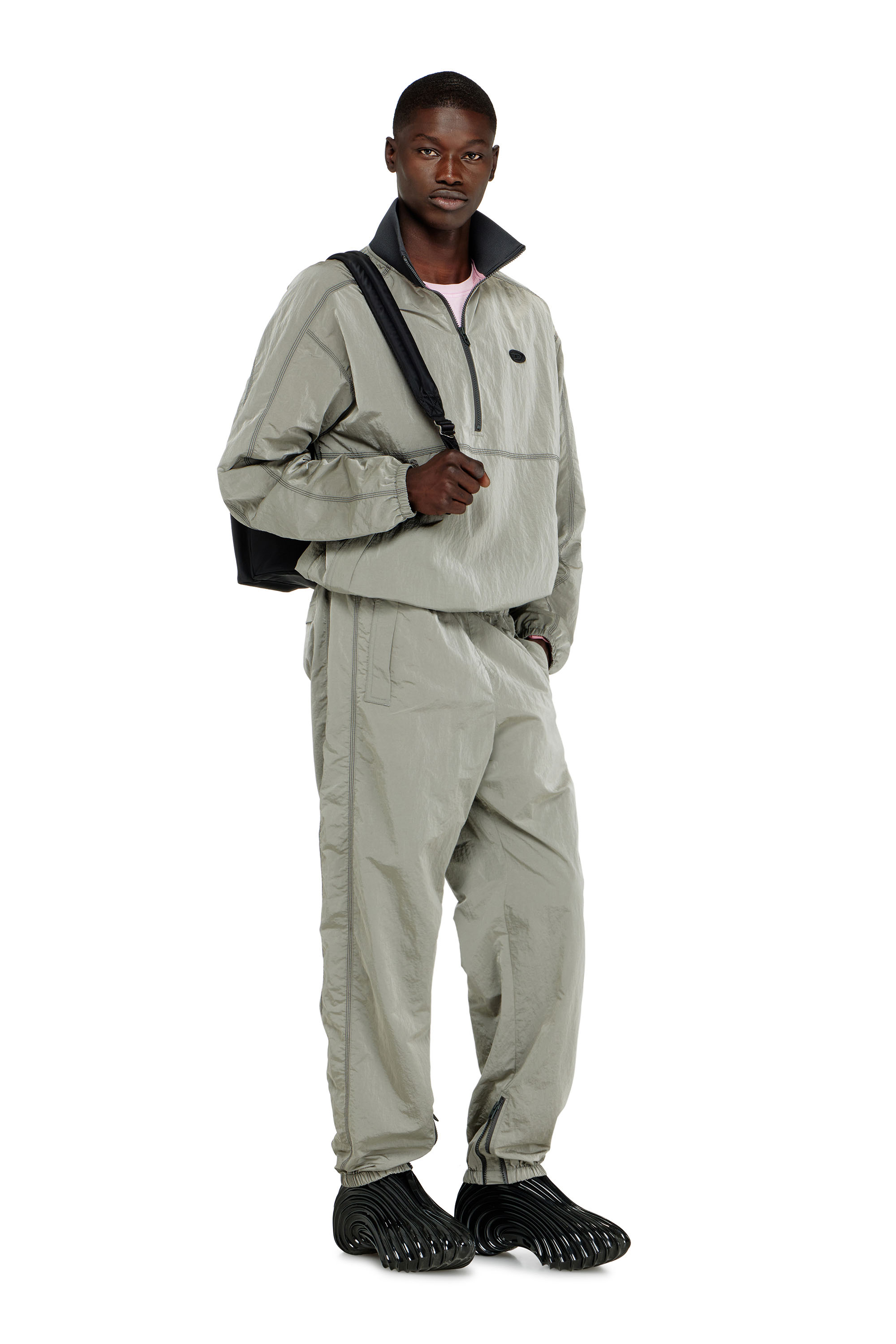 Diesel - J-ANOK, Man's Nylon jacket with crinkle effect in Light Grey - 2