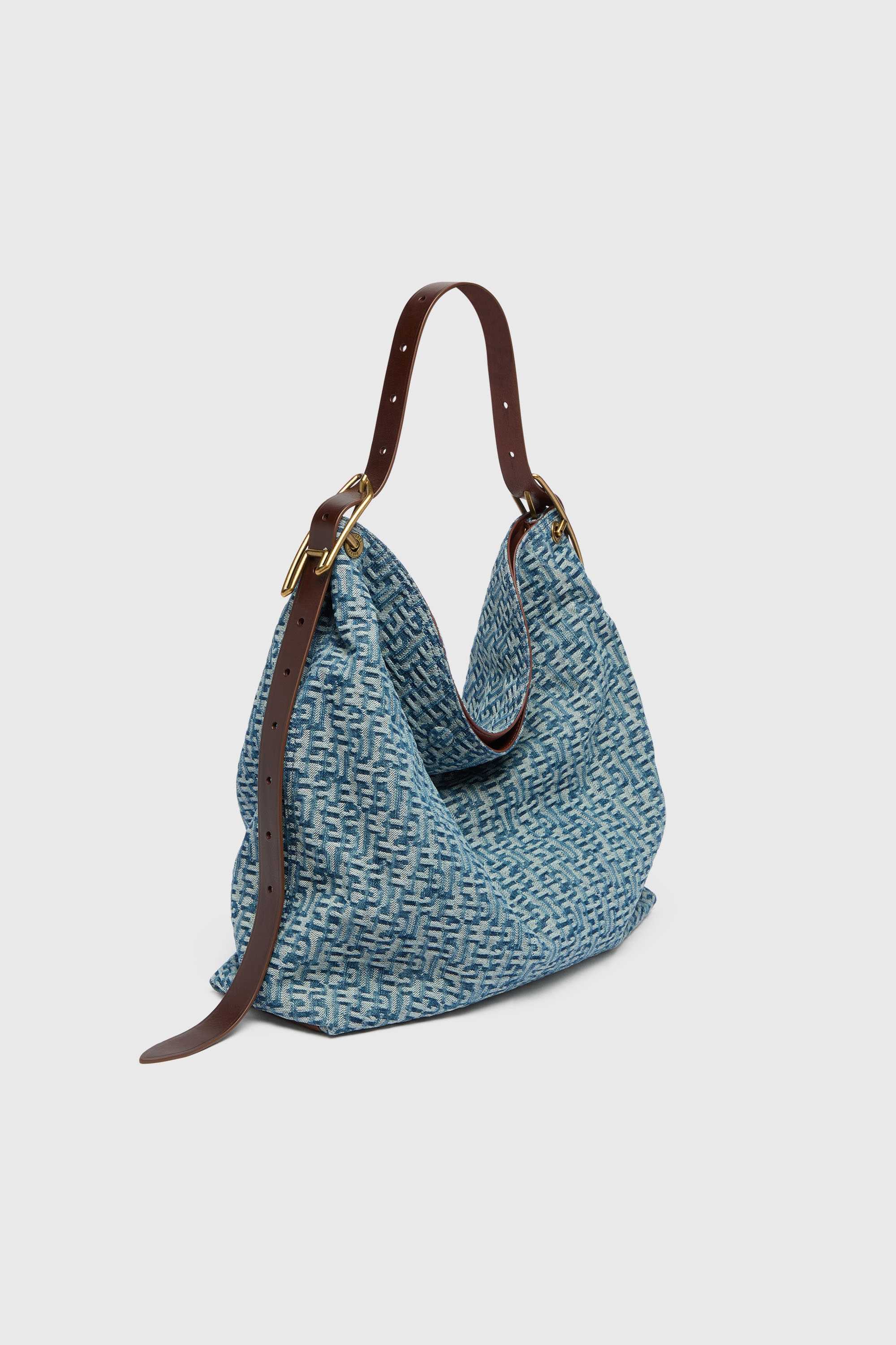 Diesel - D-LINE HOBO L, Woman's D-Line-Hobo bag in monogram denim in Blue - 4