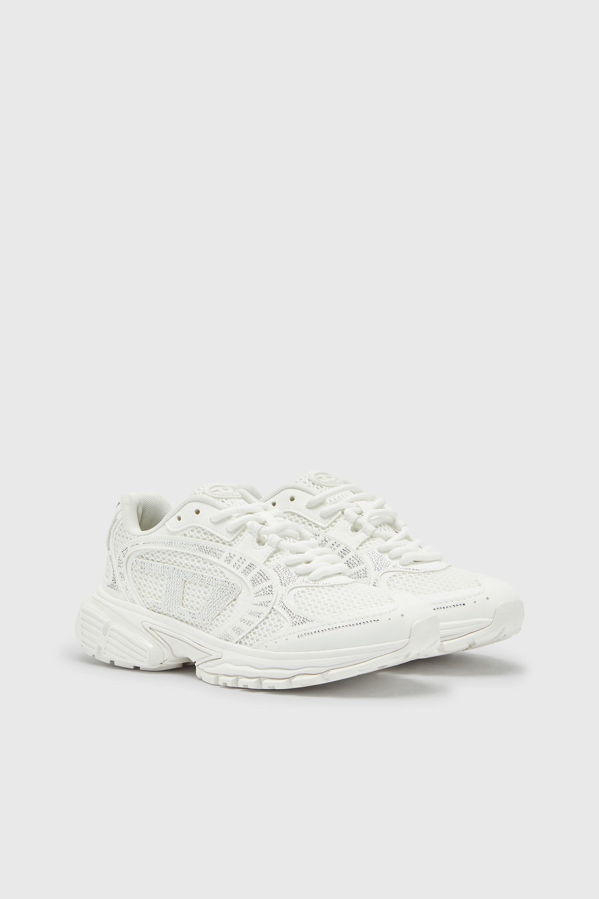 Diesel - S-PRO-V-DENSE LOW W, Woman's S-Pro-V-Dense - Mesh sneakers with crystals in White - 2