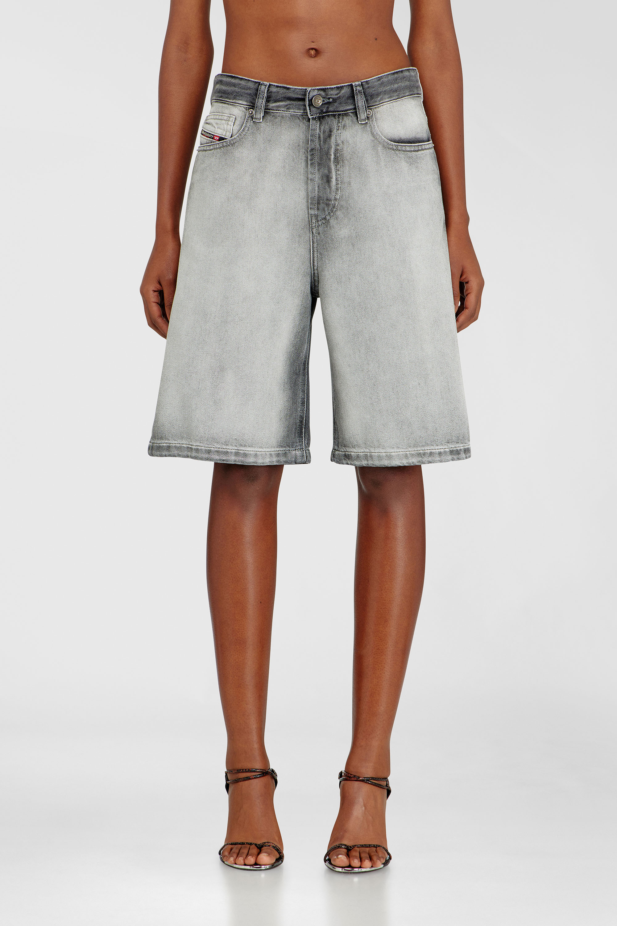 Diesel - DE-SIRE-SHORT-FSI, Woman's Shorts in soft skeleton denim in Grey - 3