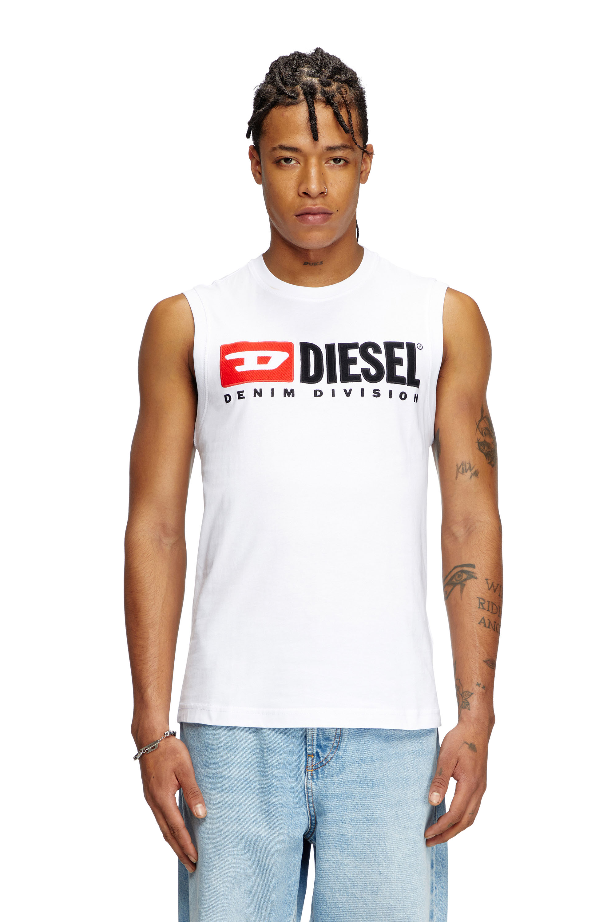 Diesel - T-ISCO-DIV, Man's Tank top with chest logo print in White - 1