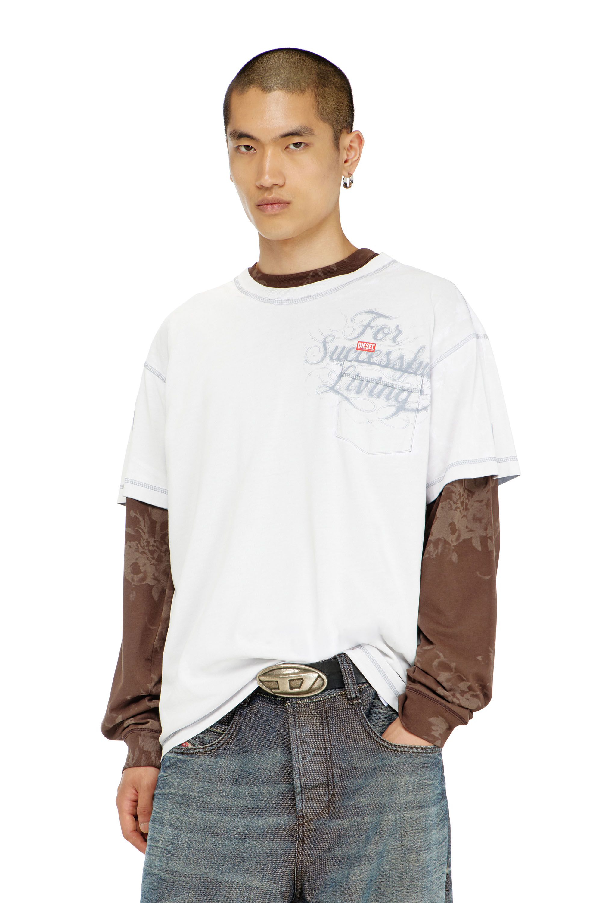 Diesel - T-NORM-POCKET-AA1, Man's T-shirt with chest pocket and graphic print in White - 3