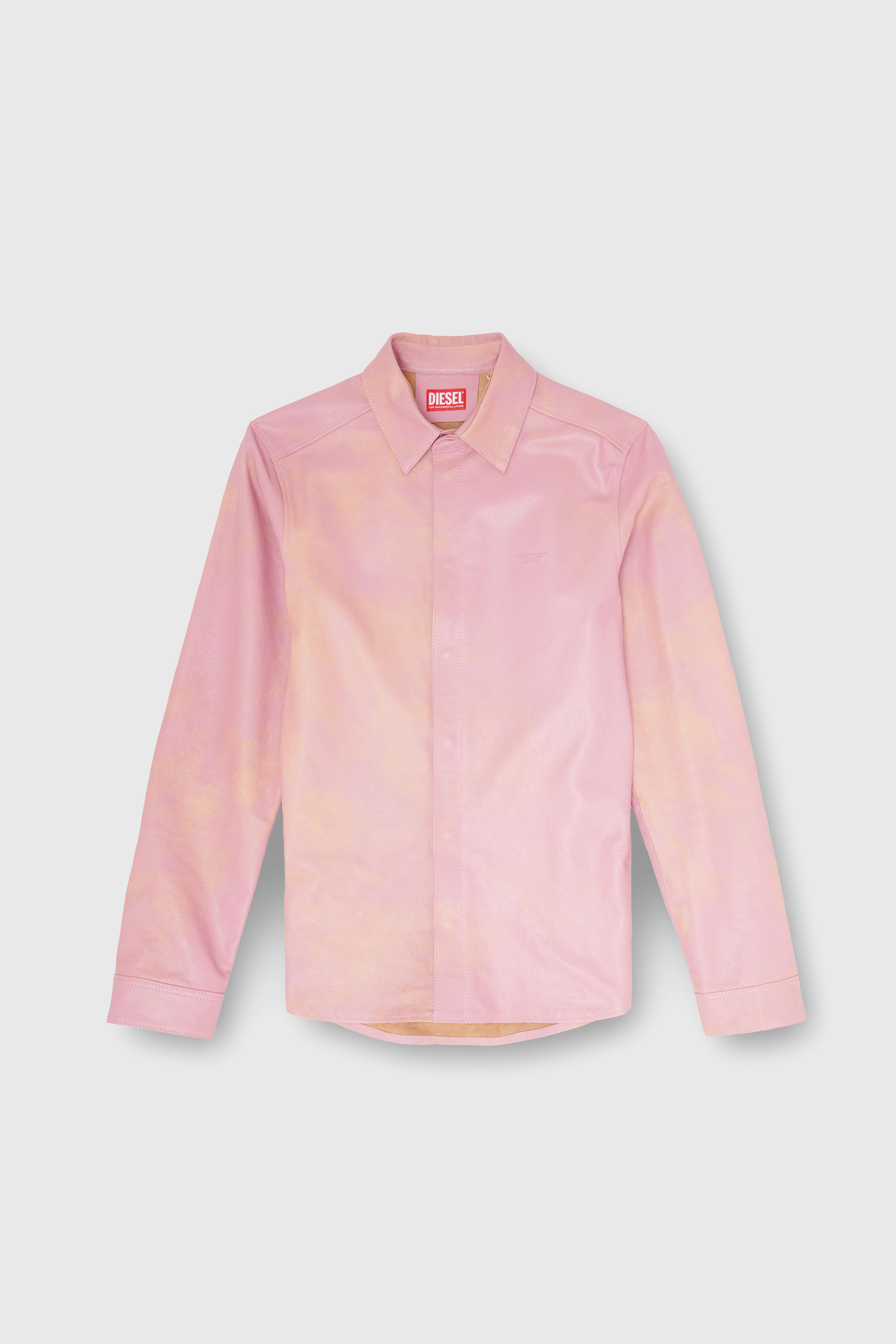 Diesel - S-CIRT, Man's Shirt in treated leather in Pink - 1