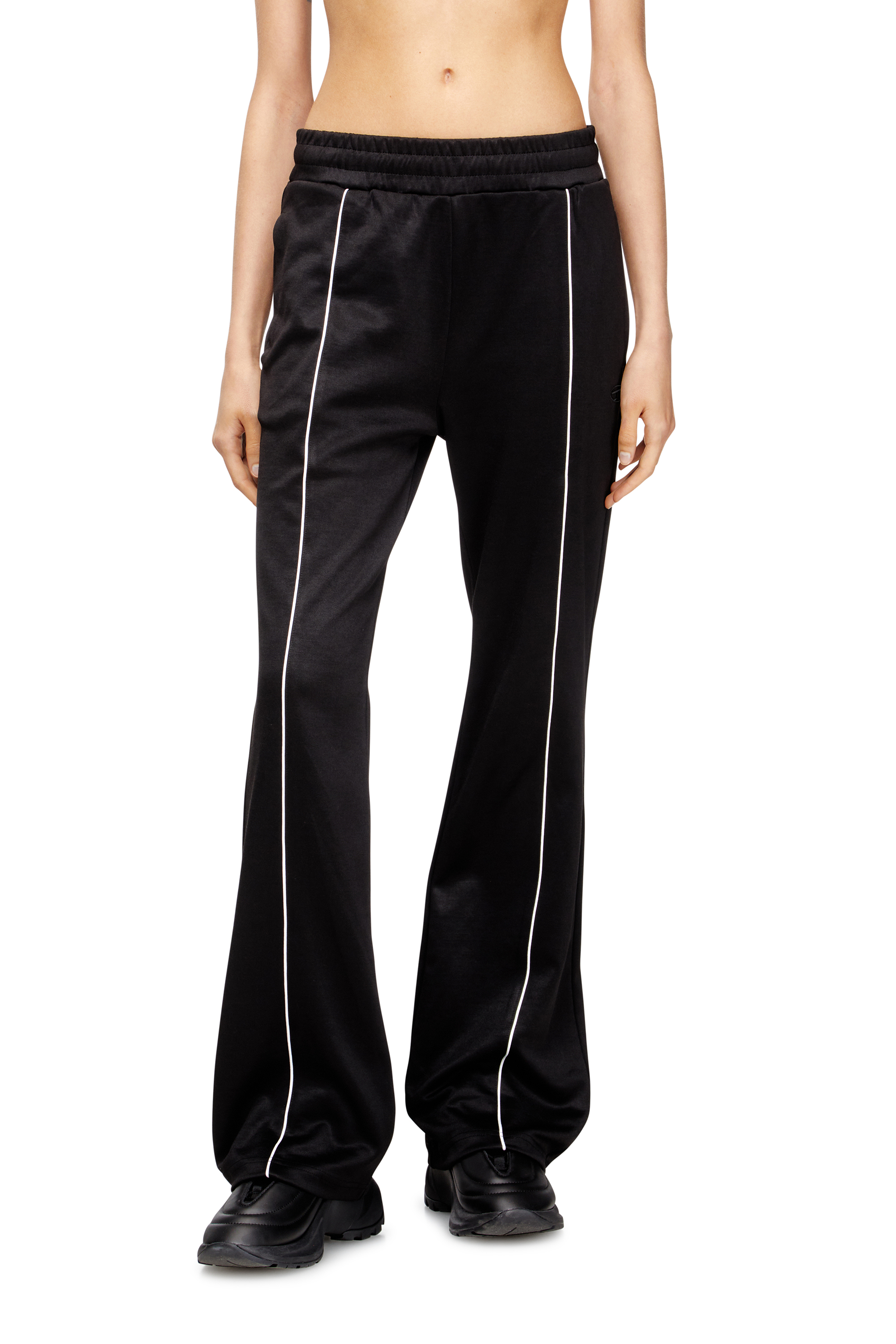 Diesel - P-LOCKINGIN-OD, Woman's Track pants with contrast piping in Black/White - 3