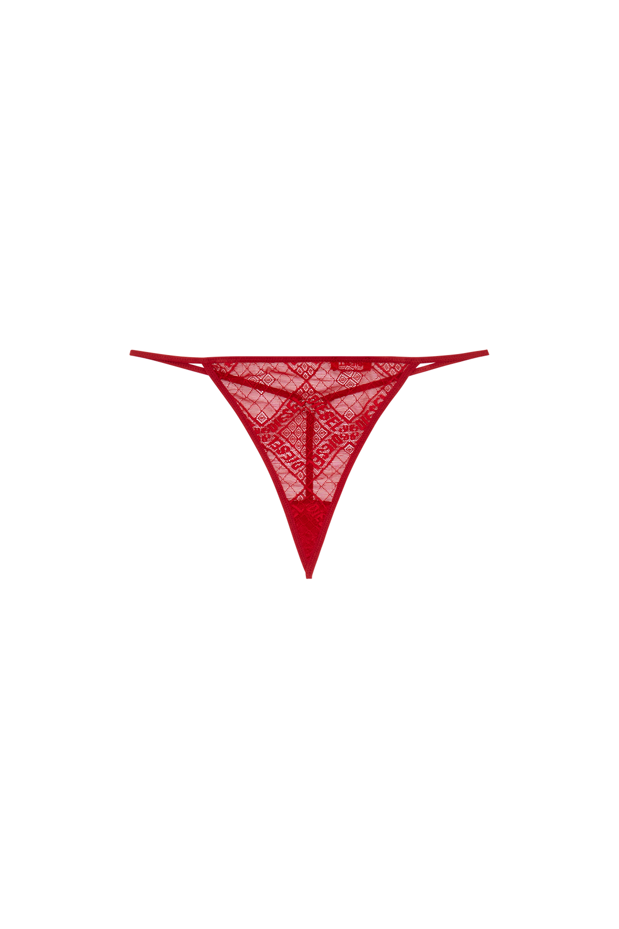 Diesel - UFST-D-STRING, Woman Thong in stretch logo lace in Red - Image 4