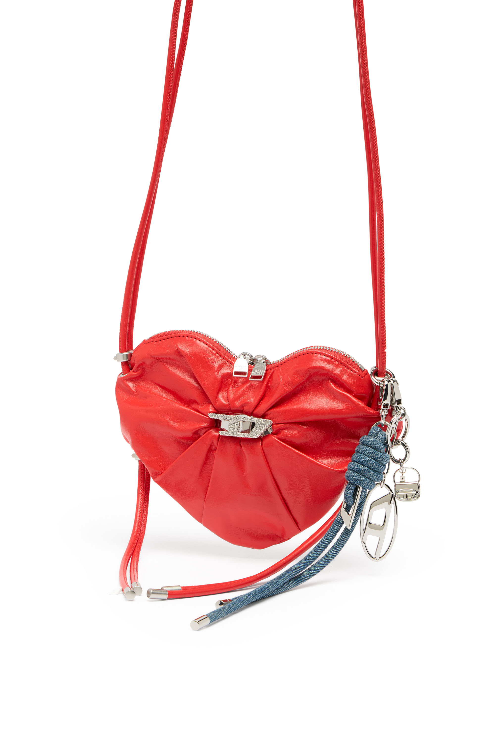 Diesel - SCRUNCH-D HEART, Woman's Scrunch-D-Heart shoulder bag in scrunched leather in Red - 2