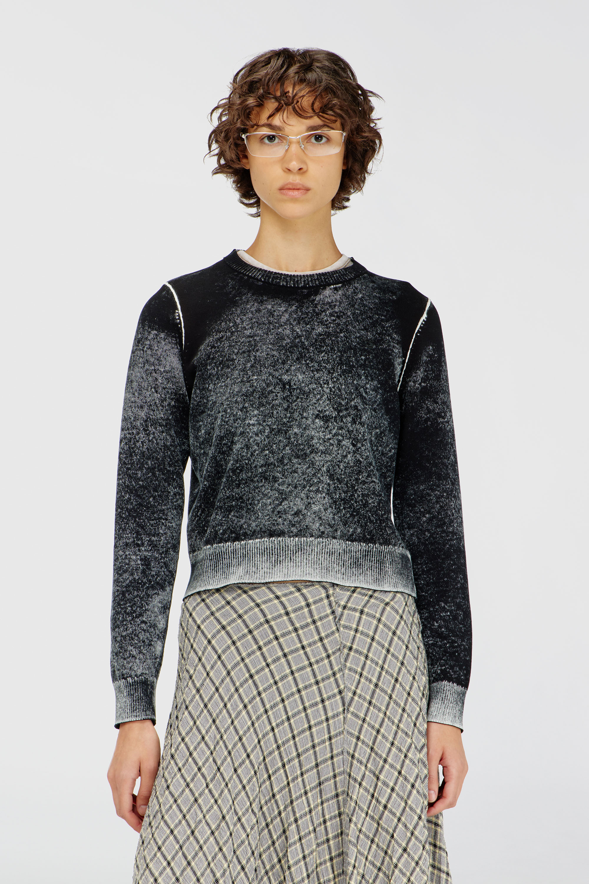 Diesel - M-LOVRE, Woman's Jumper with faded reverse print in Grey/Black - 2