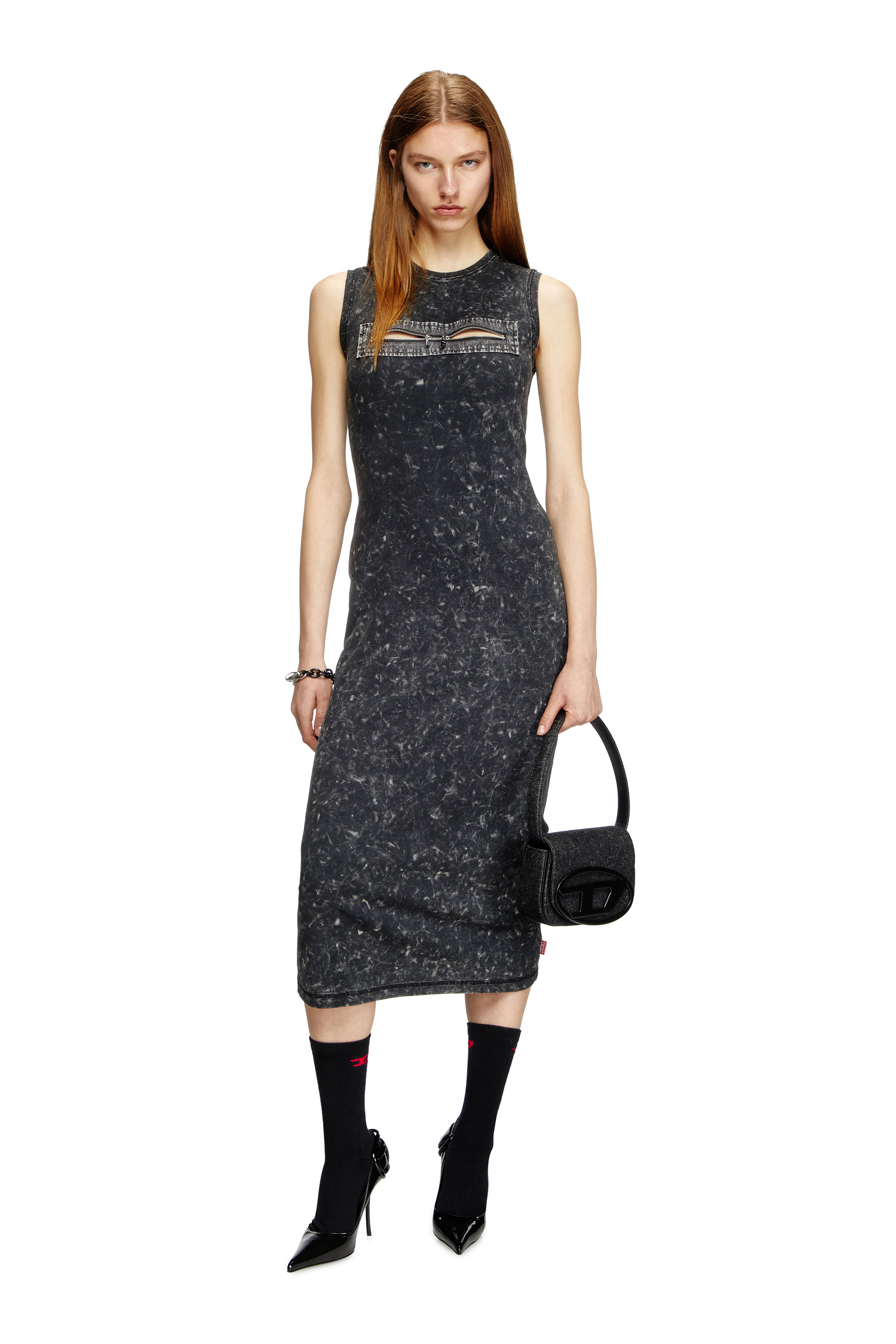 Diesel - D-PRA, Woman's Sleeveless dress with zip detail in Black - 2