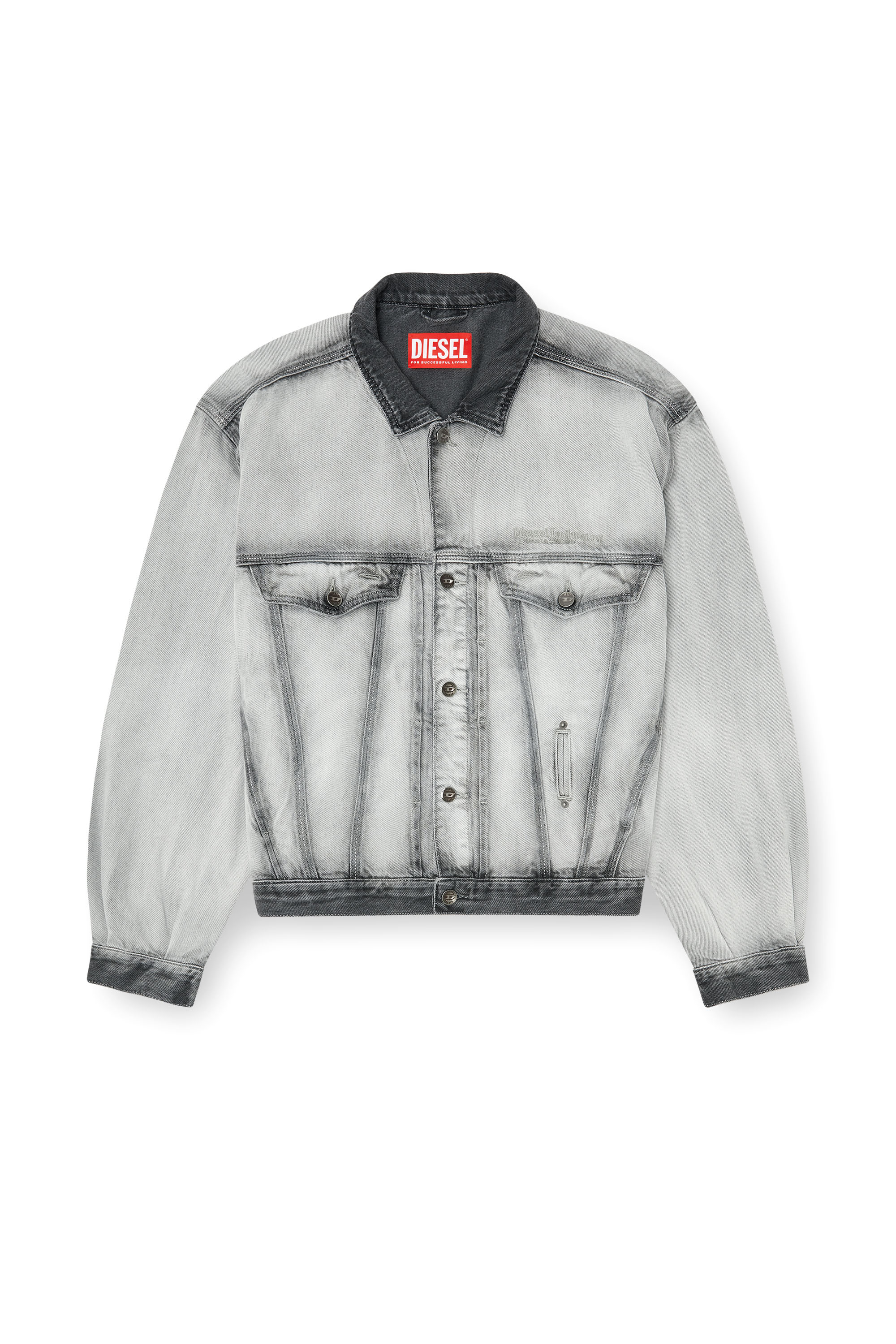 Diesel - D-DENVER-FSI, Unisex's Trucker jacket in soft skeleton denim in Light Grey - 3
