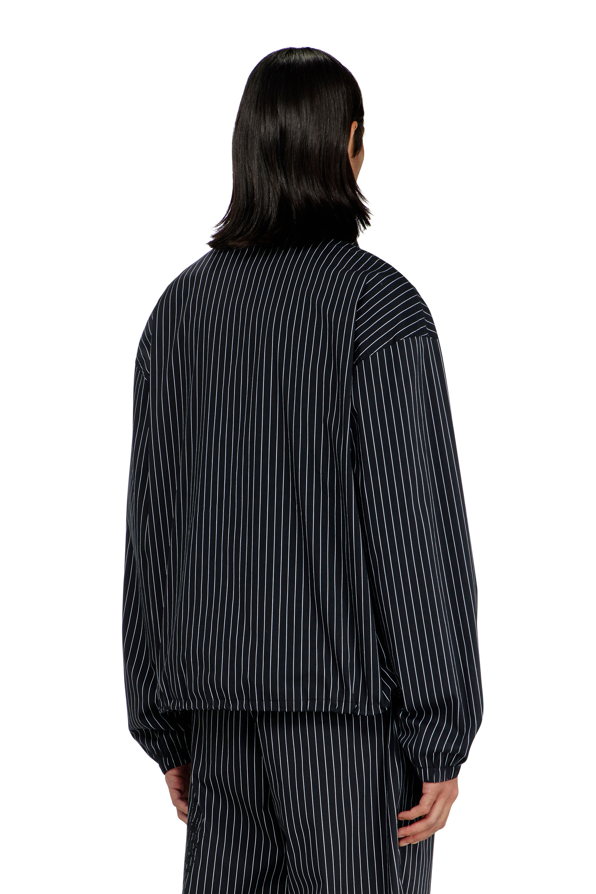 Diesel - J-CORSAR-NJCA, Man's Nylon pinstripe Jacket with Phoenix embroidery in Black - 4