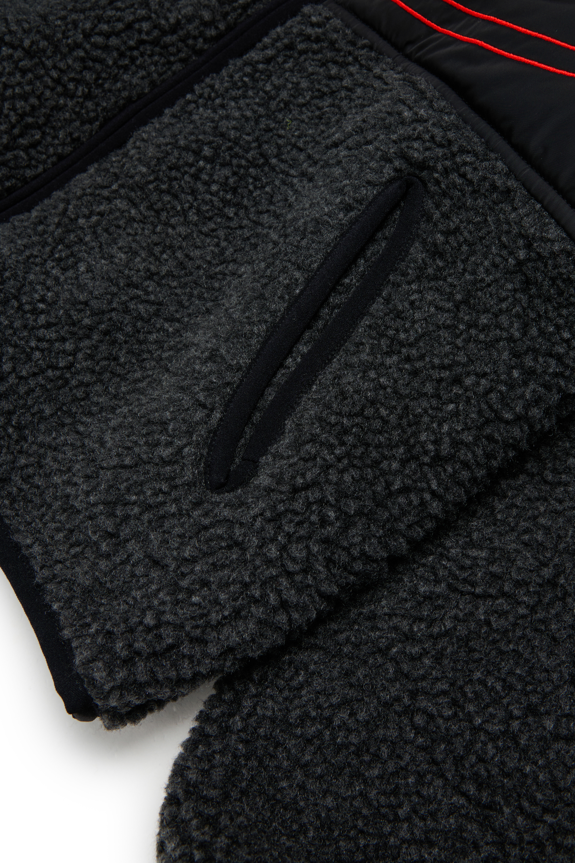 Diesel - JSHEAR, Man's Hooded jacket in nylon and teddy fleece in Black - 4