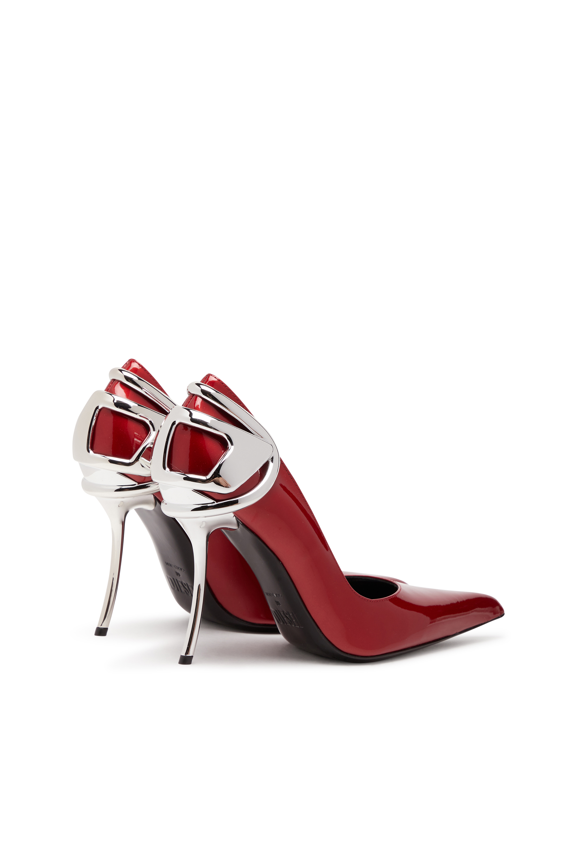 Diesel - D-TEN&HALF P, Woman's D-Ten&Half-Patent leather pumps with Oval D heel in Red - 3