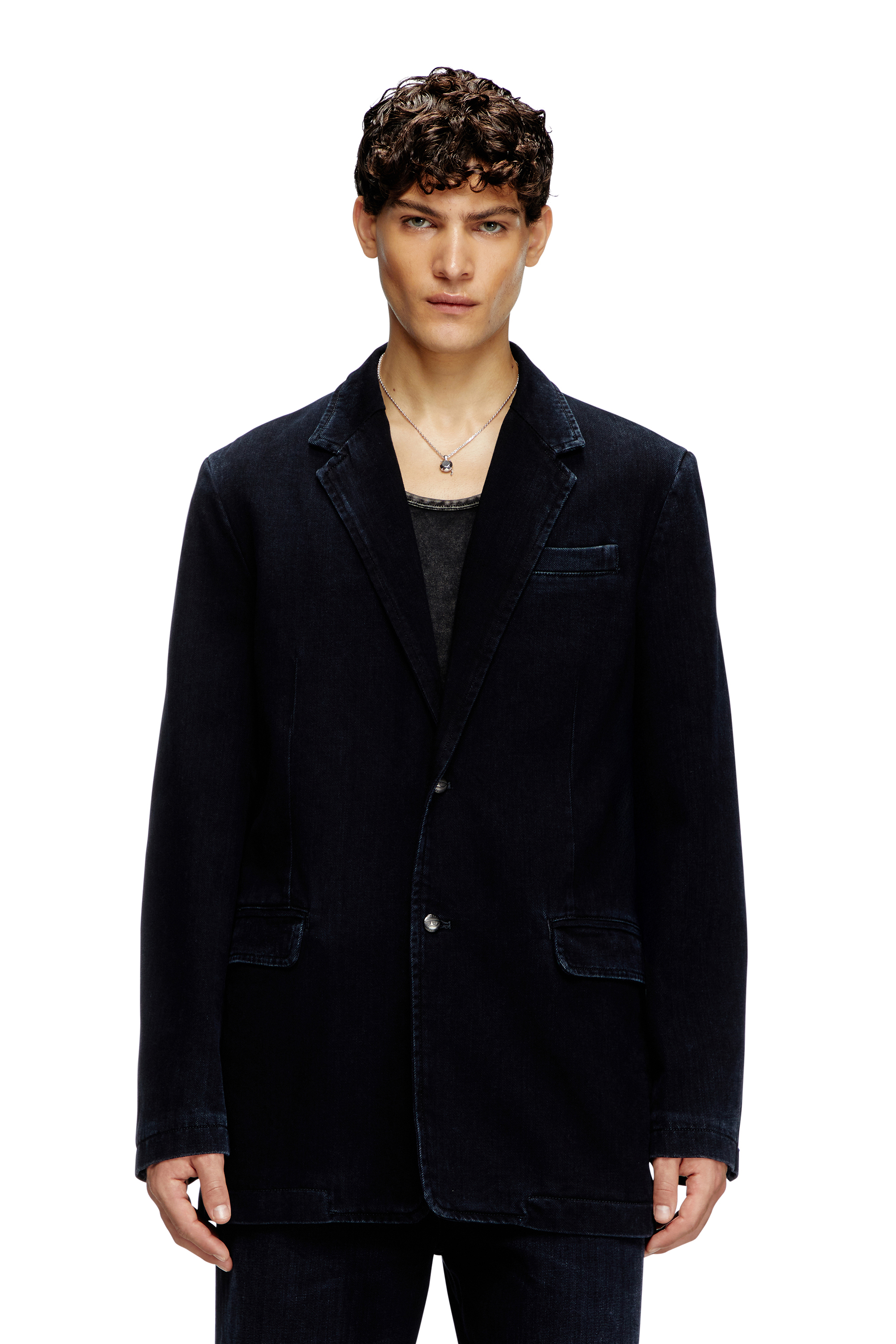 Diesel - D-REGER-D, Unisex's Blazer in lightly treated denim in Dark Blue - 2