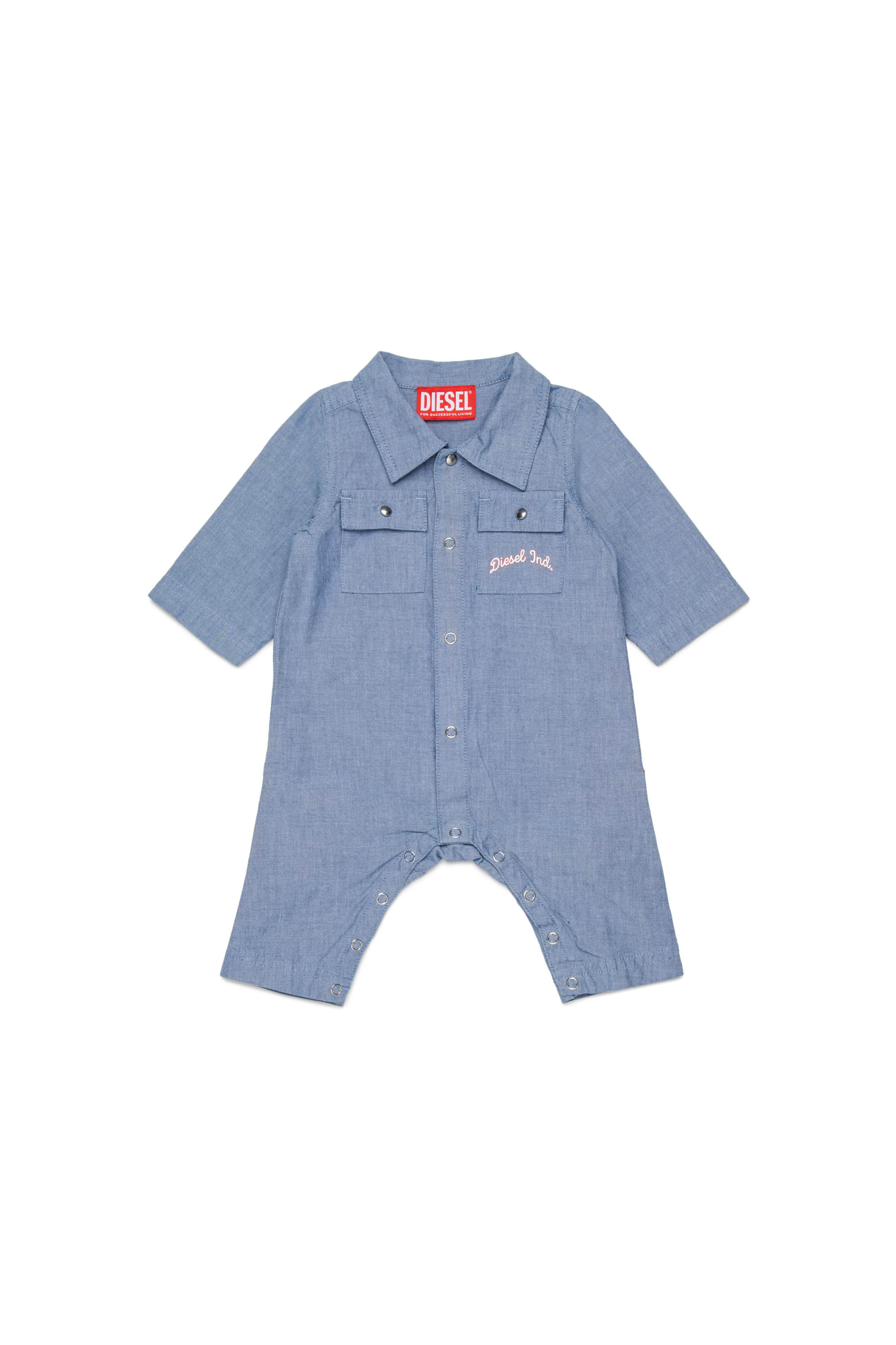 Diesel - JUSTY-NB, Unisex's Cotton jumpsuit with embroidered pockets in Blue - 1