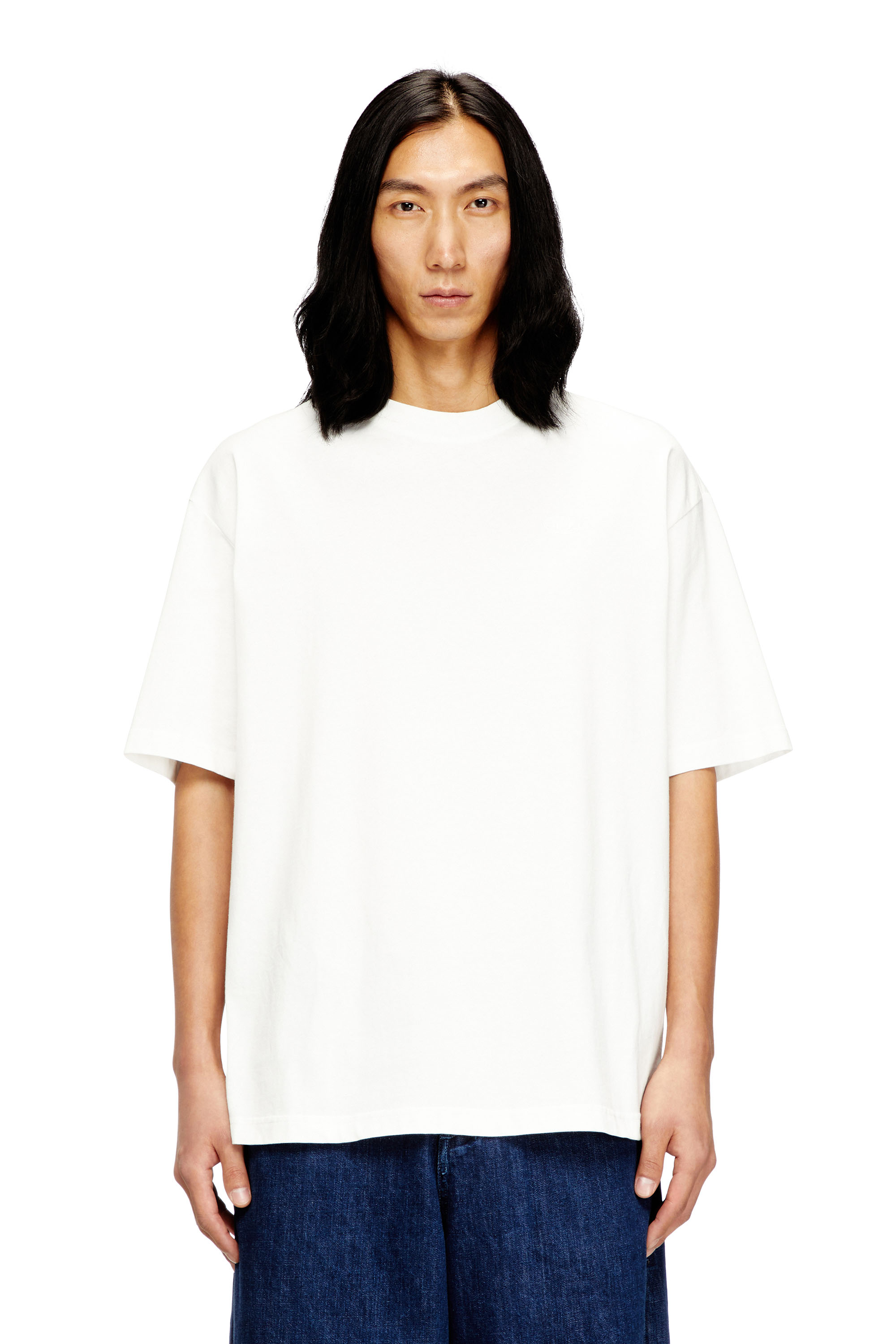 Diesel - T-BOGGY-MEGOVAL-D, Man's T-shirt with maxi oval D embroidery in White - 3