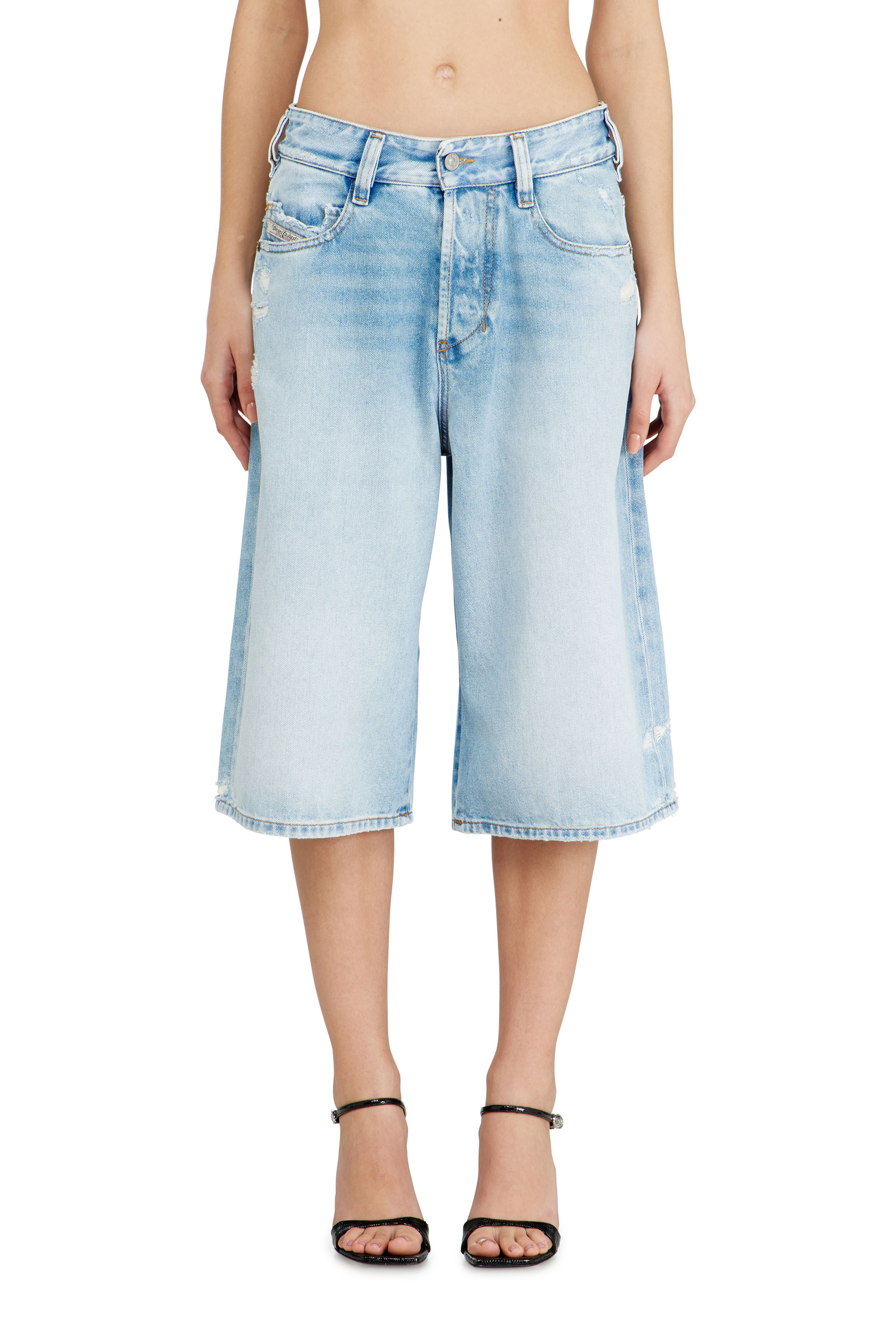 Diesel - D-ENIM-M-SHORT, Unisex's Shorts in destroyed denim in Light Blue - 5