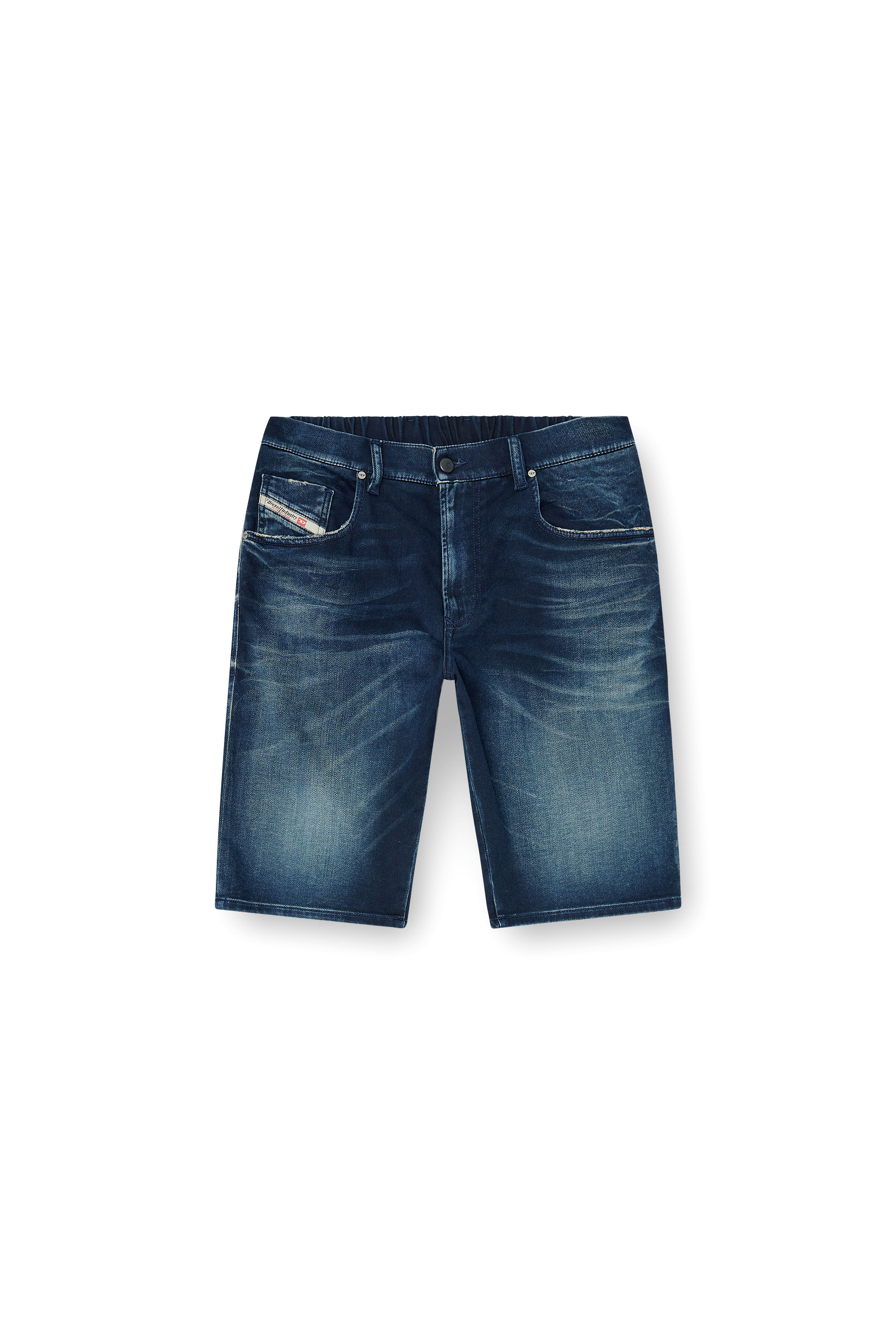 Diesel - 2033 D-KROOLEY-SHORT-BW JOGG, Man's Chino shorts in shaded JoggJeans in Dark Blue - 3