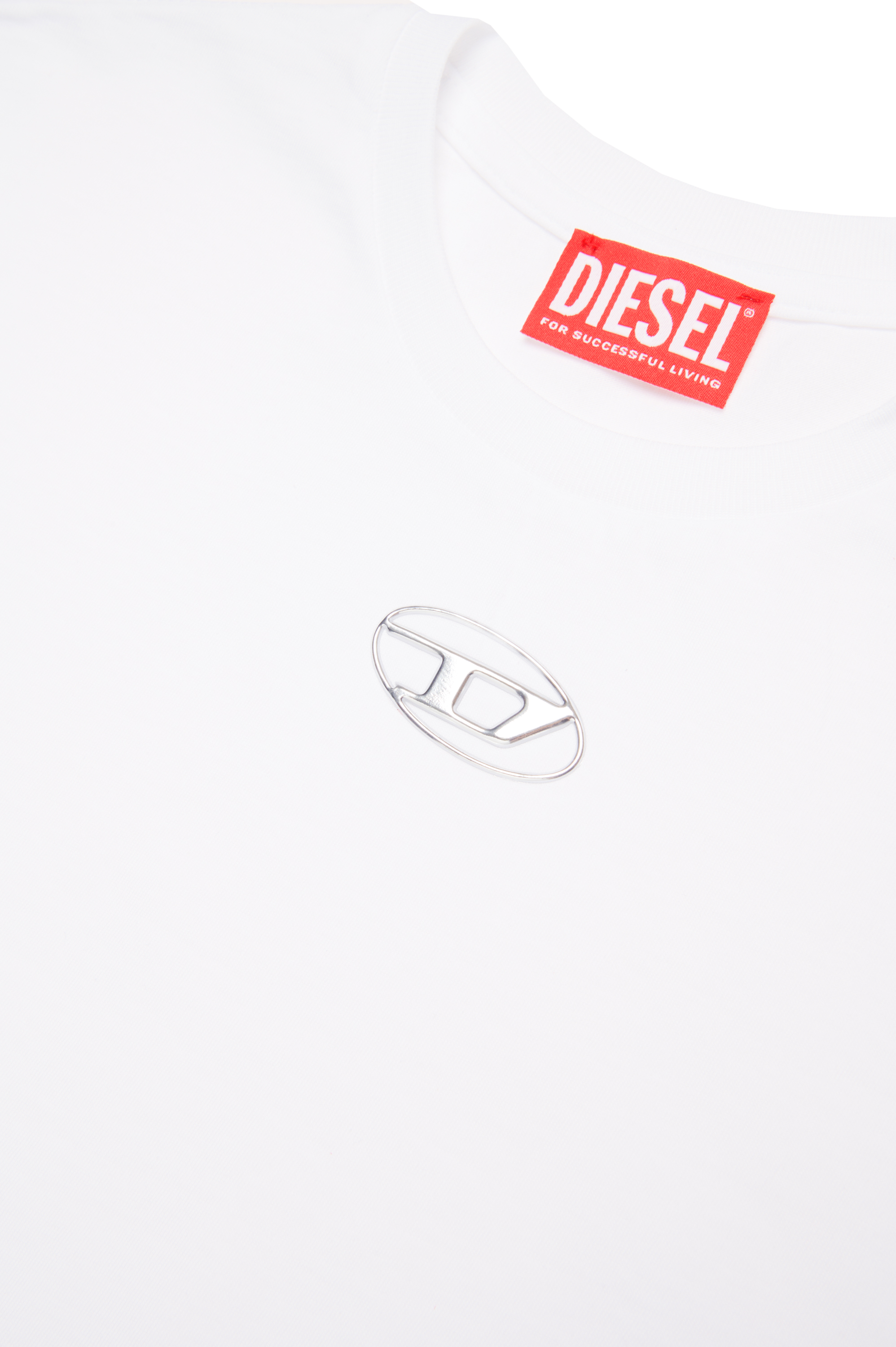 Diesel - TMARCUS OVER, Man T-shirt with metallic Oval D in White - Image 4
