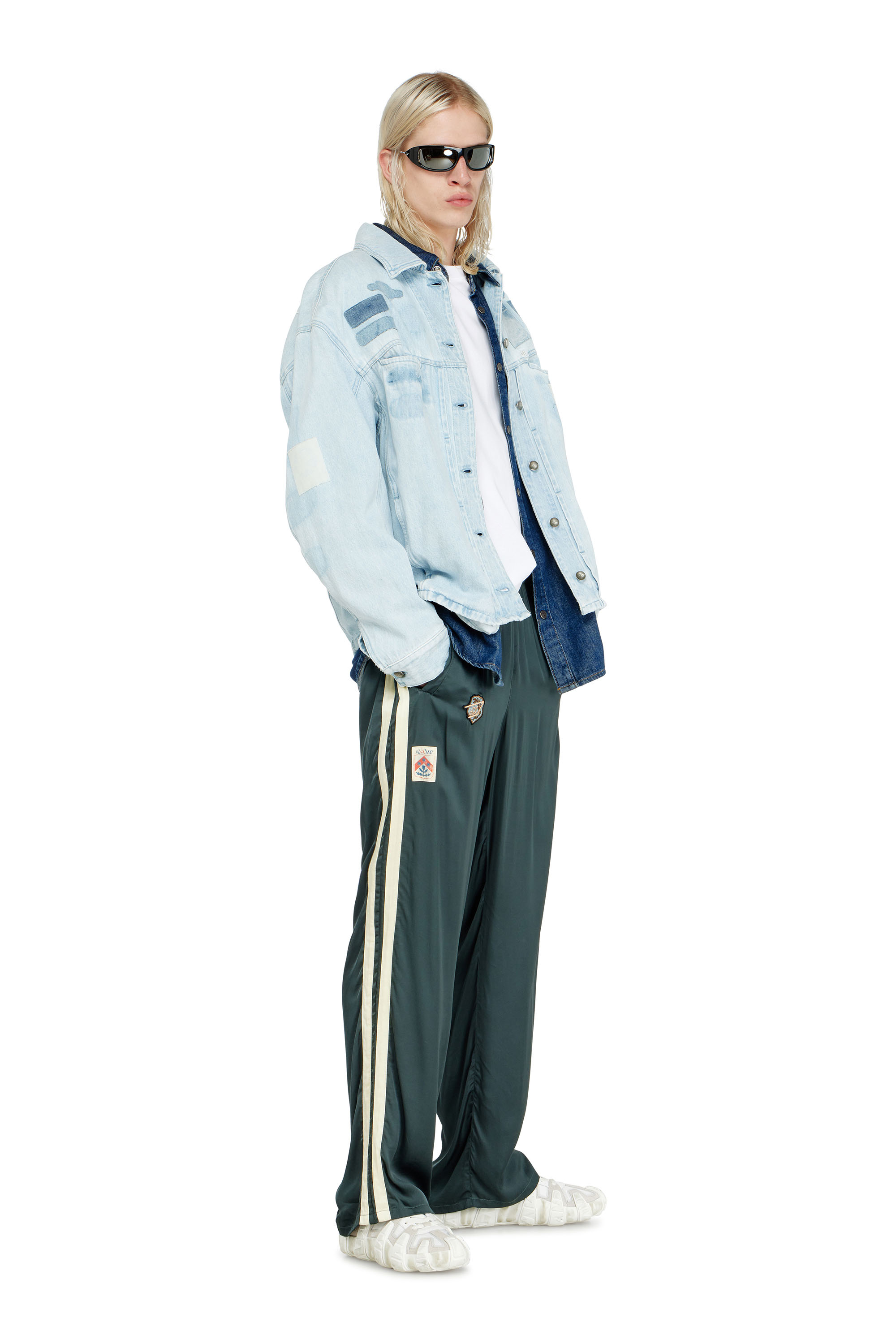 Diesel - P-ANNU, Man's Satin track pants with patches in null - 1
