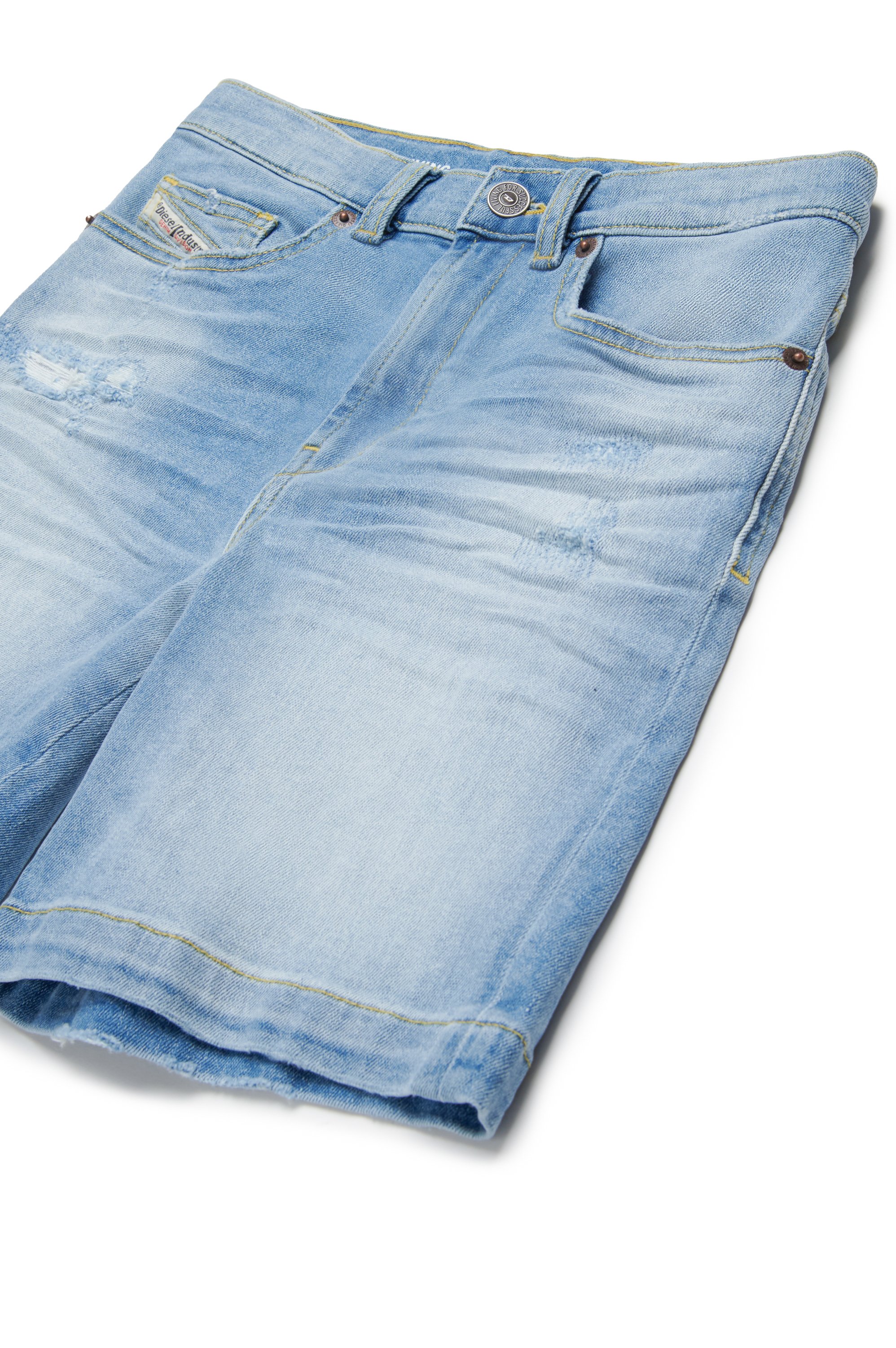 Diesel - D-MACS-SH-J, Man's Bermuda shorts in distressed denim in Light Blue - 3